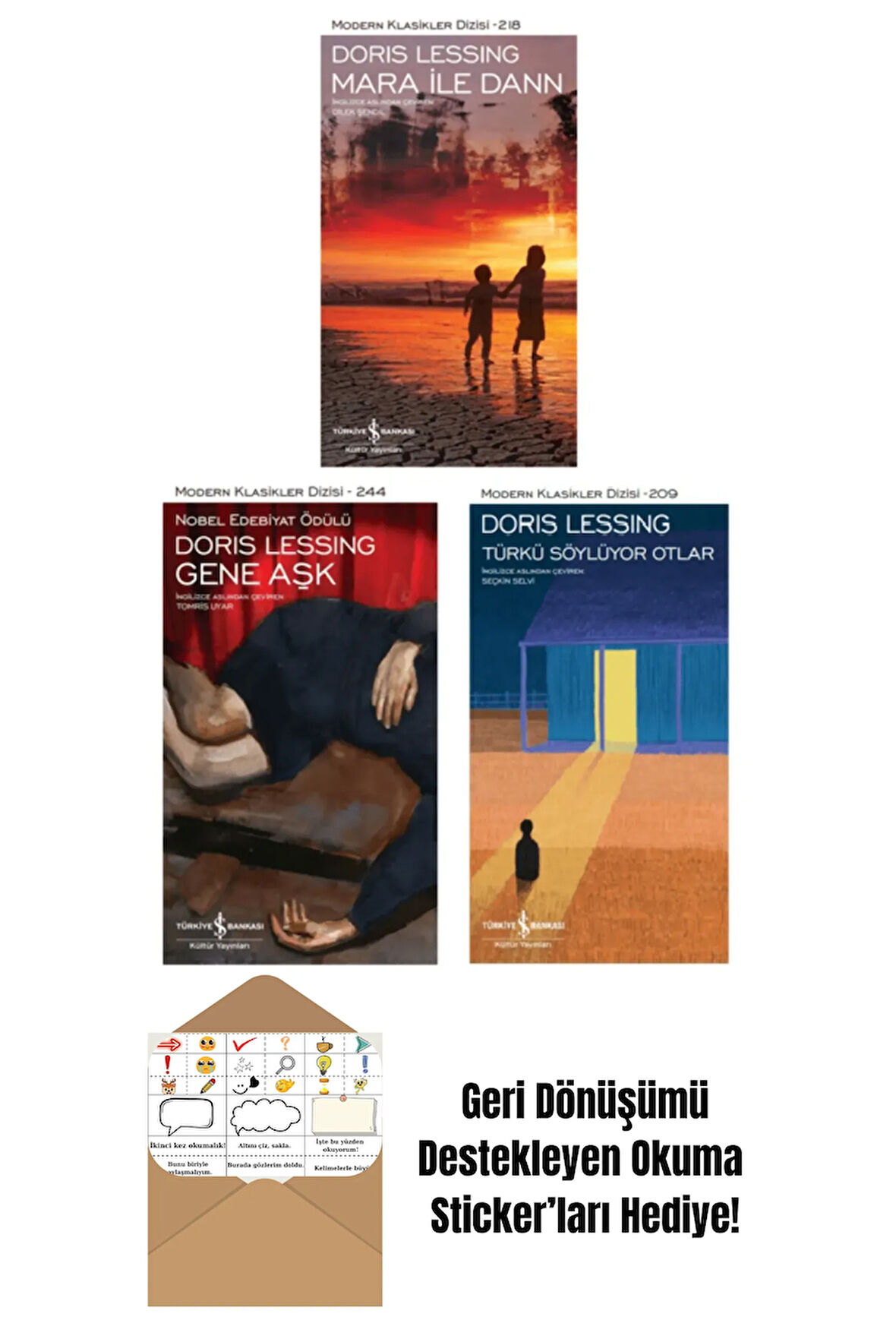 Doris Lessing 3 Kitap + Okuma Sticker'ları