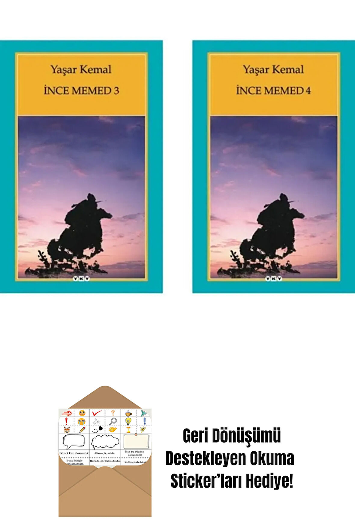 İnce Memed 3 Ve 4 ( 2 Kitap Set ) + Okuma Sticker'ları