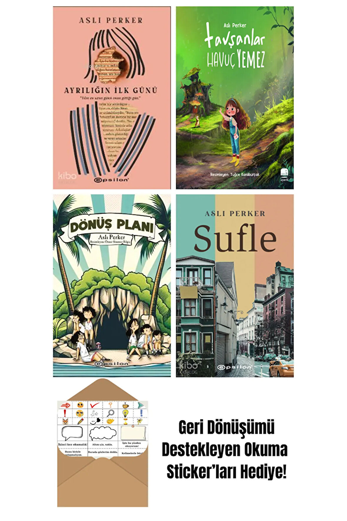 Aslı Perker 4 Kitap Seti + Okuma Sticker'ları