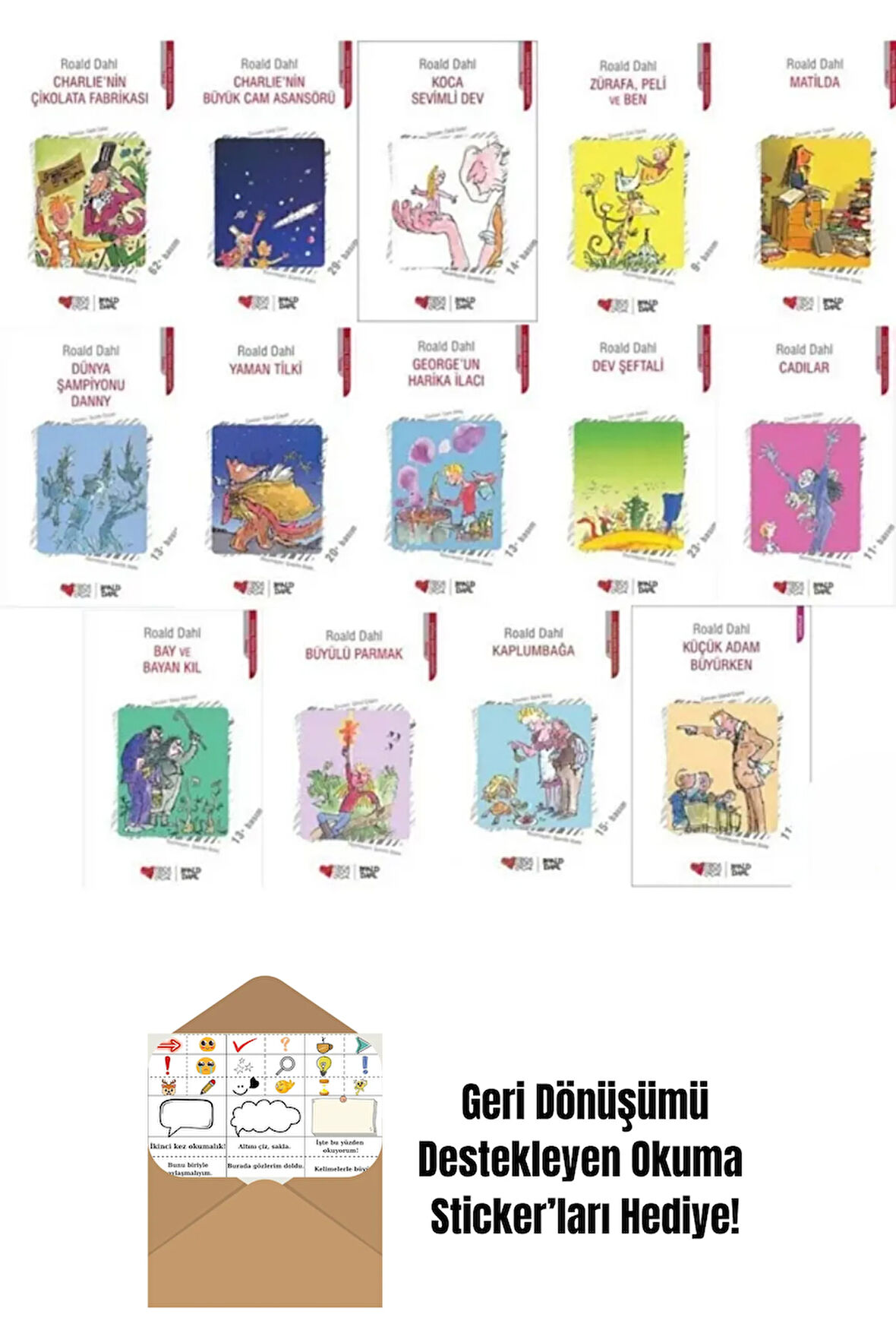 Roald Dahl 14 Kitap Set + Okuma Sticker'ları
