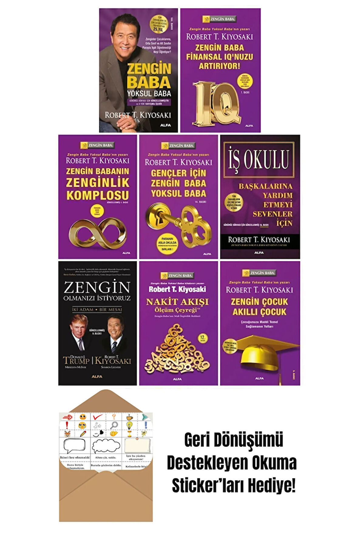 Robert T. Kiyosaki 8 Kitap Set Zengin Baba Yoksul Baba + Okuma Sticker'ları