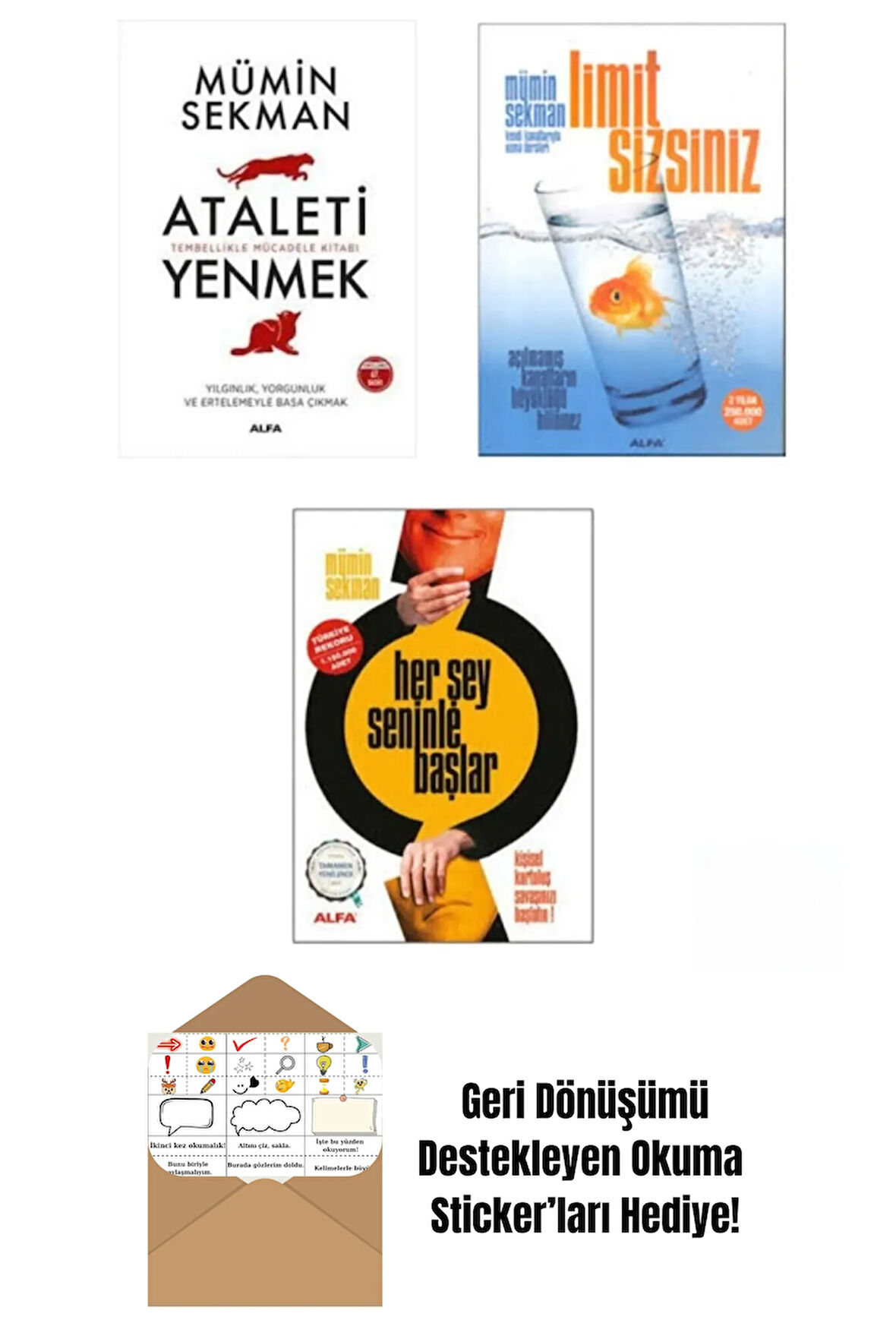 Mümin Sekman 3 Kitap Kişisel Gelişim Seti + Okuma Sticker'ları