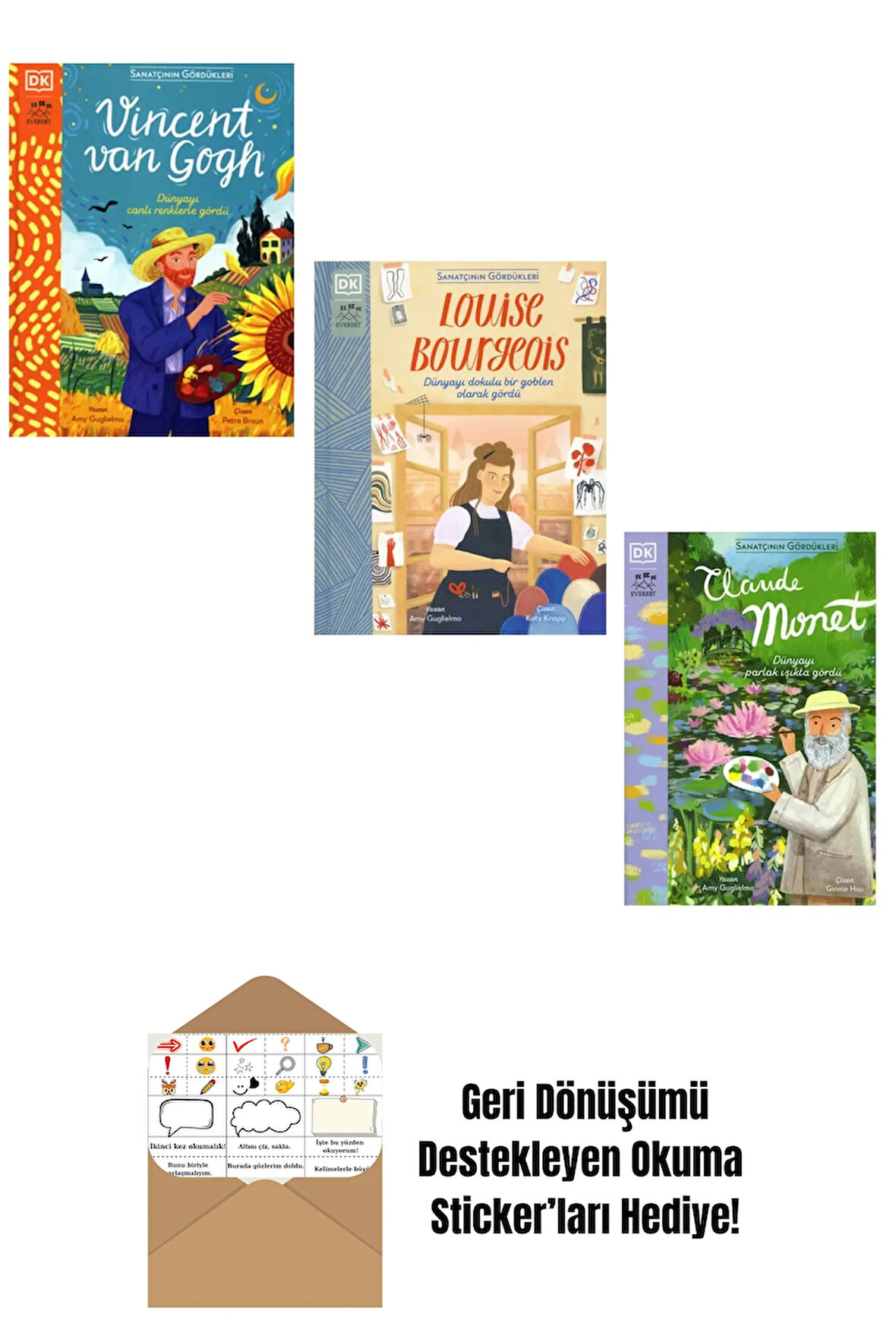 Sanatçının Gördükleri Vincent Van Gogh Ciltli 3 Kitap + Okuma Sticker'ları