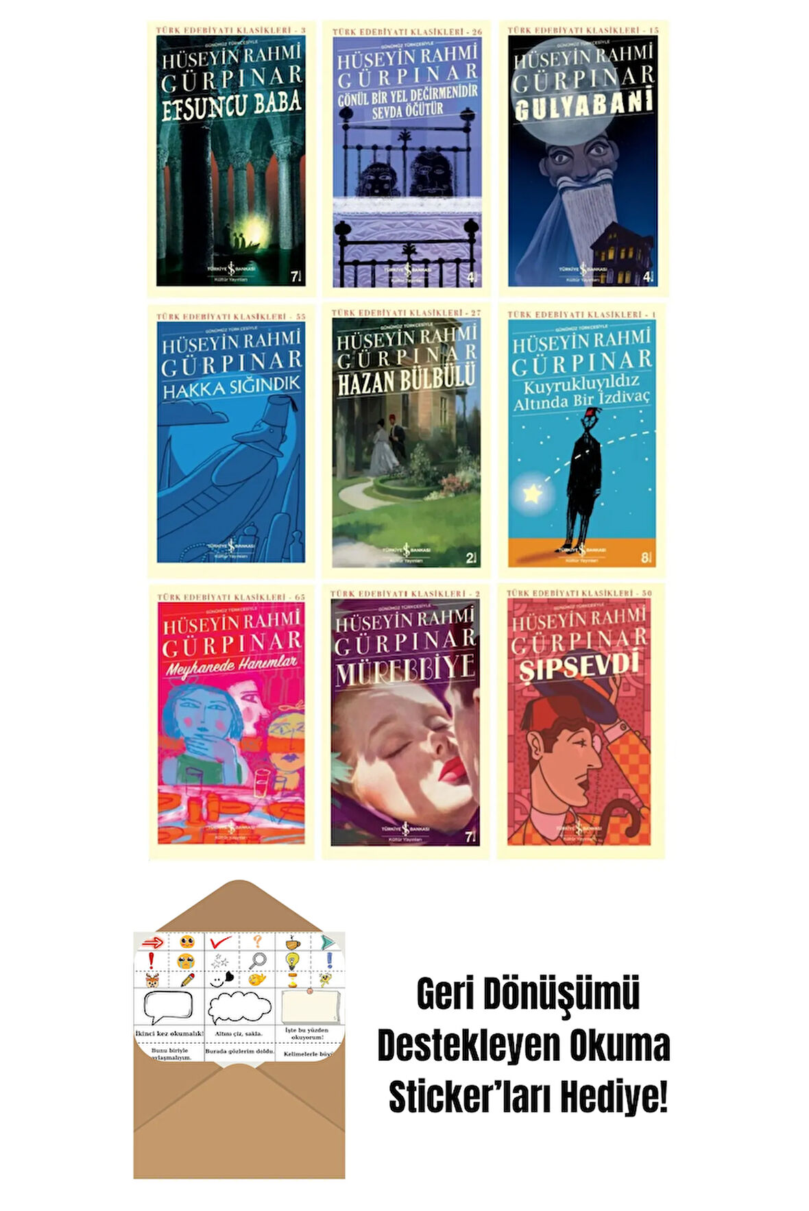 Hüseyin Rahmi Gürpınar 9 Kitap Set + Okuma Sticker'ları
