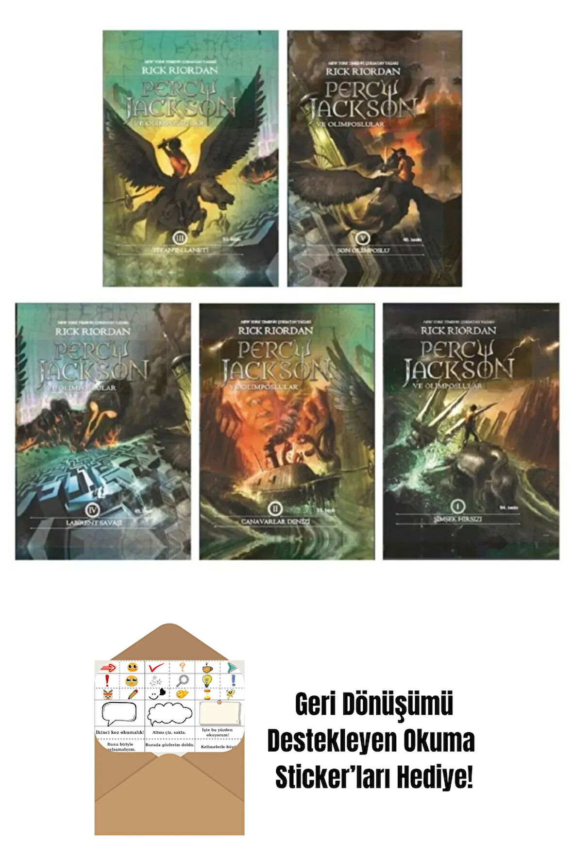 Percy Jackson Ve Olimposlular Serisi 5 Kitap Set + Okuma Sticker'ları