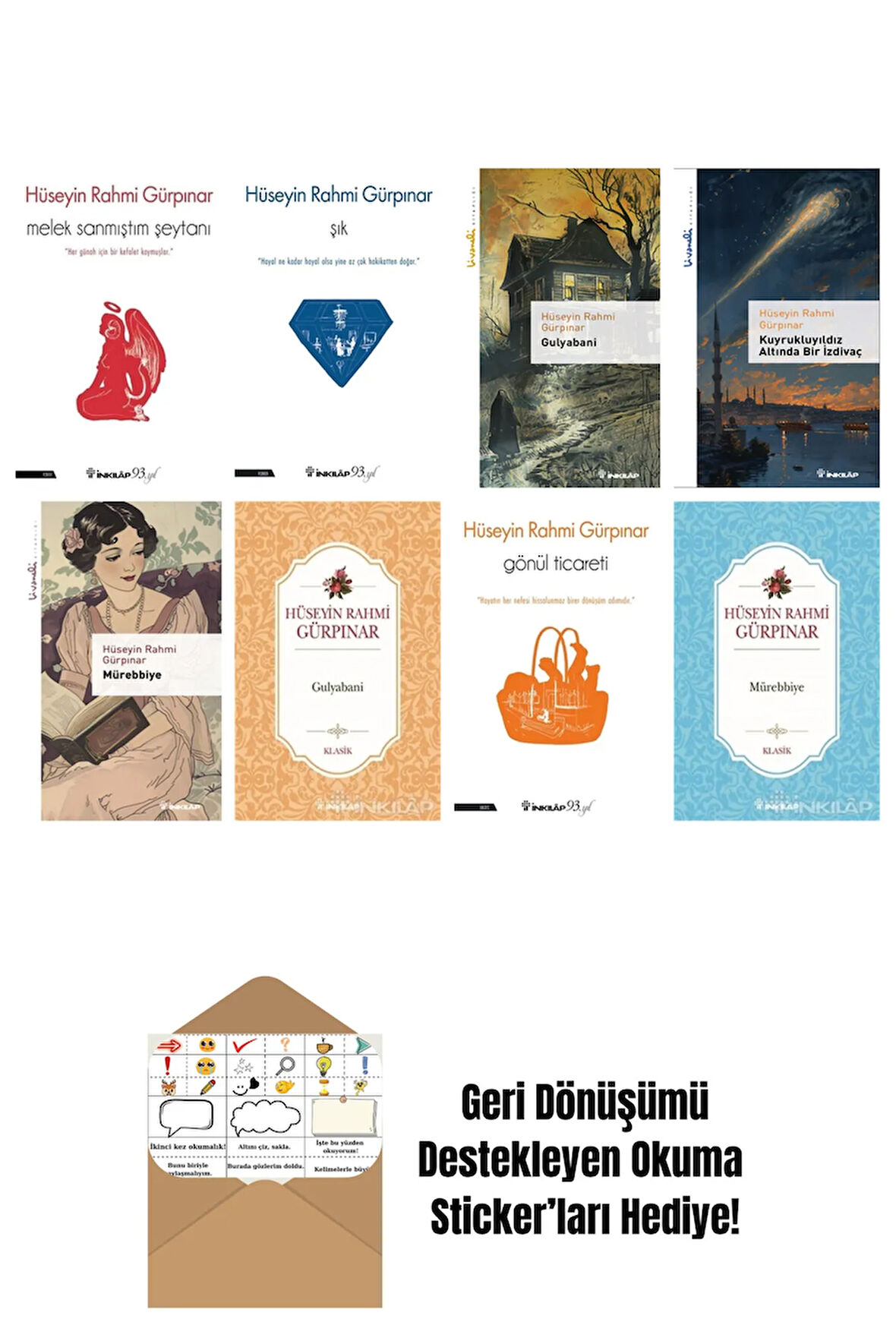 Hüseyin Rahmi Gürpınar 8 Kitap Seti + Okuma Sticker'ları