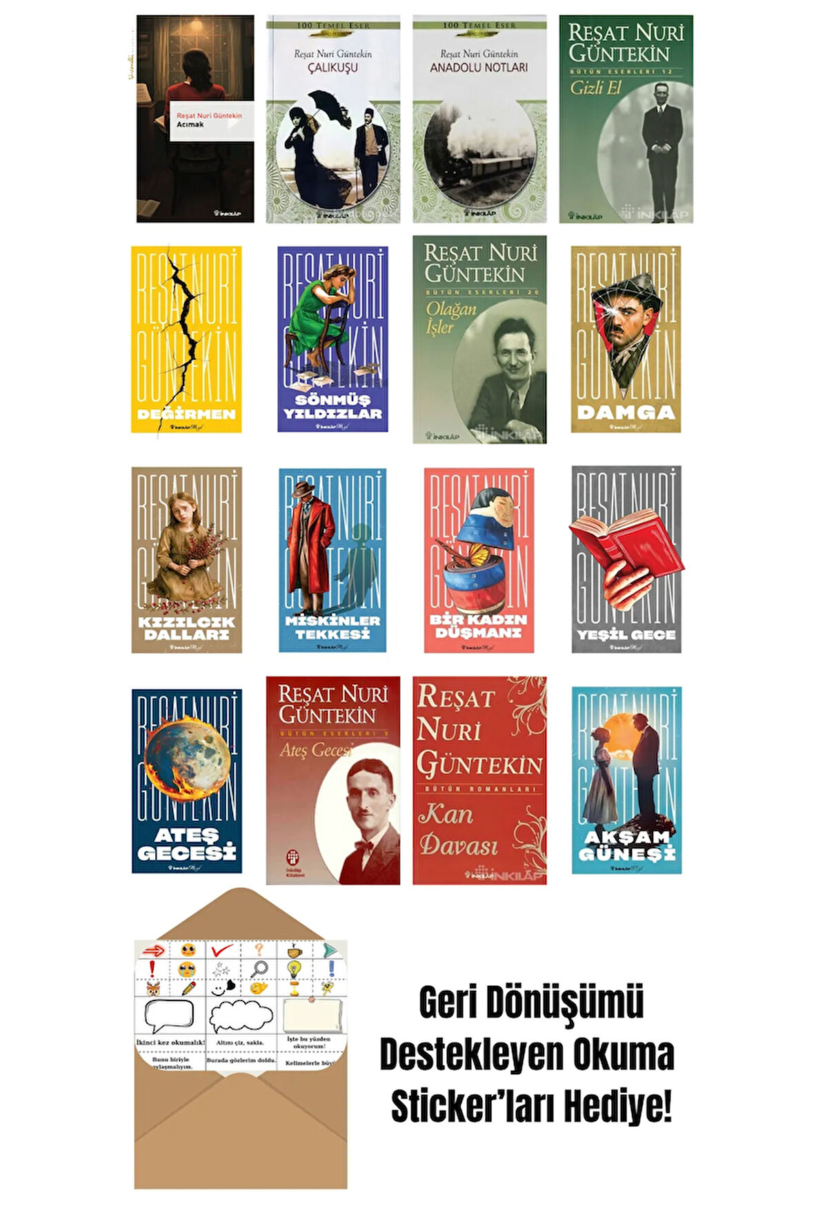 Reşat Nuri Güntekin 16 Kitap Seti + Okuma Sticker'ları