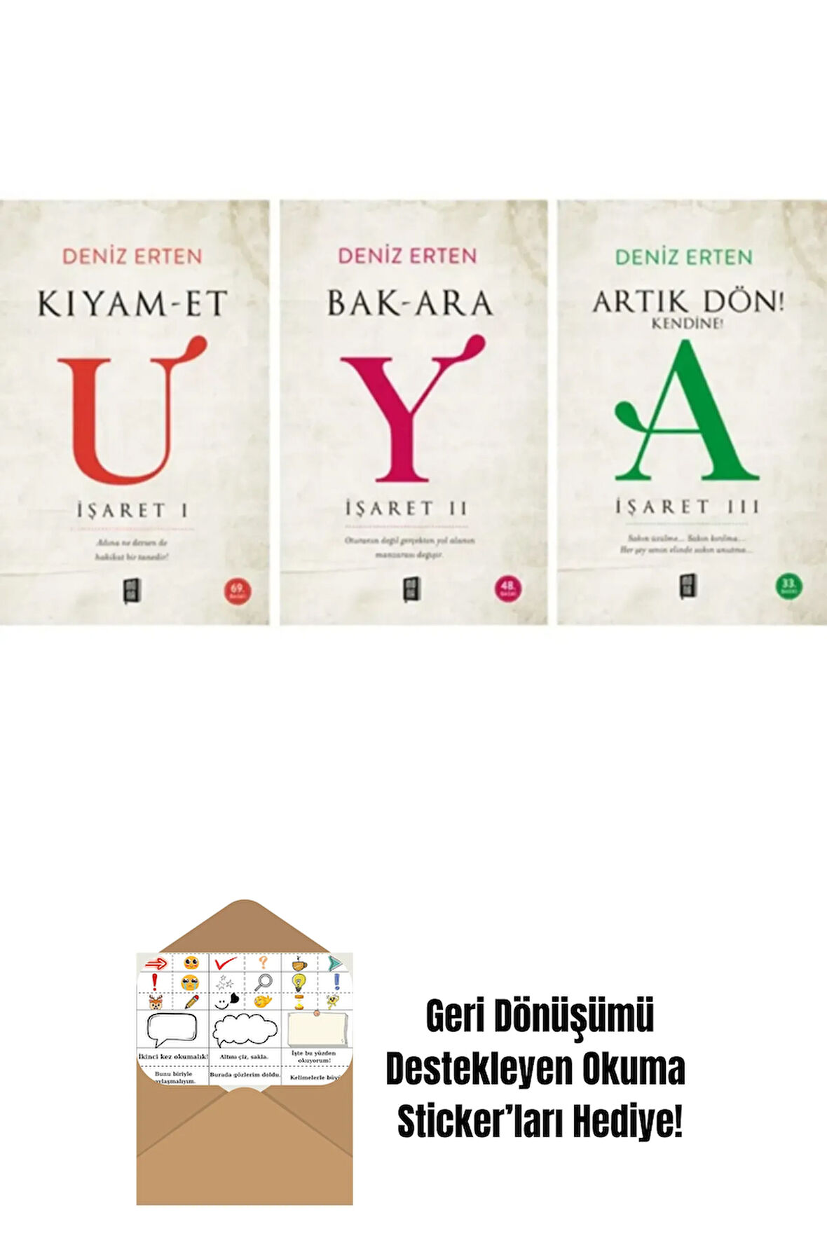 Deniz Erten Uyanış İşaret Serisi İlk 3 Kitap Set + Okuma Sticker'ları