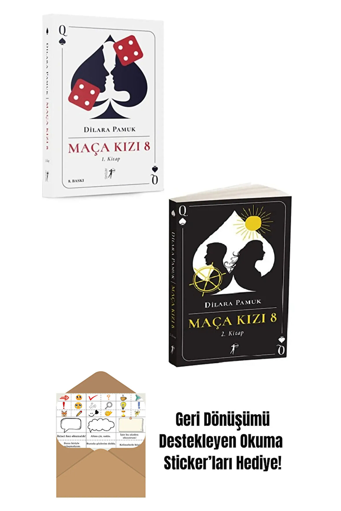 Maça Kızı 8 1. ve 2. Kitaplar Set + Okuma Sticker'ları