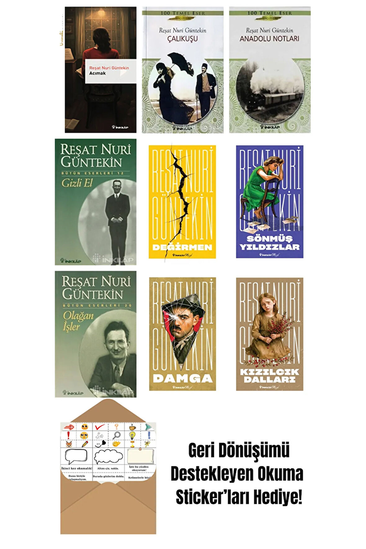 Reşat Nuri Güntekin 9 Kitap Seti + Okuma Sticker'ları