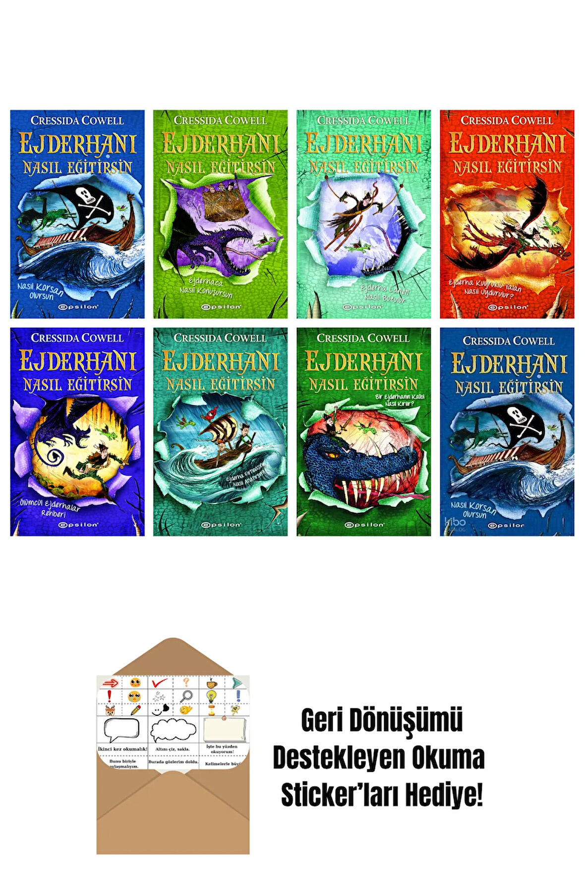 Cressida Cowell 8 Kitap Seti + Okuma Sticker'ları