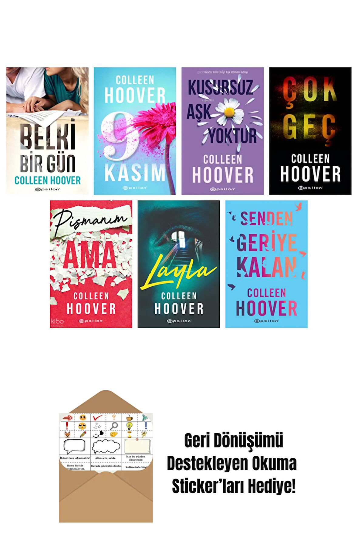 Colleen Hoover 7 Kitap Seti + Okuma Sticker'ları