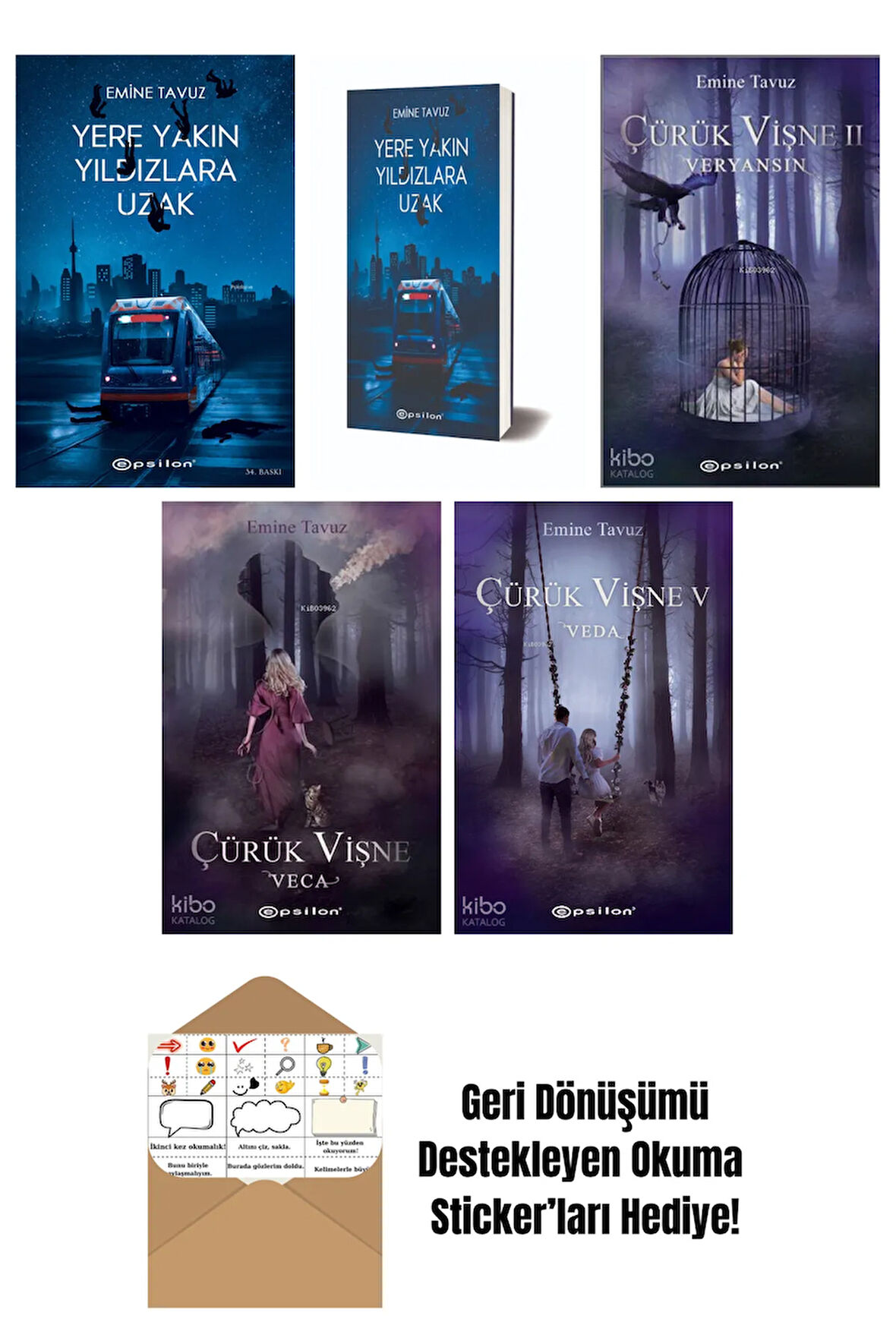 Emine Tavuz 5 Kitap Seti + Okuma Sticker'ları