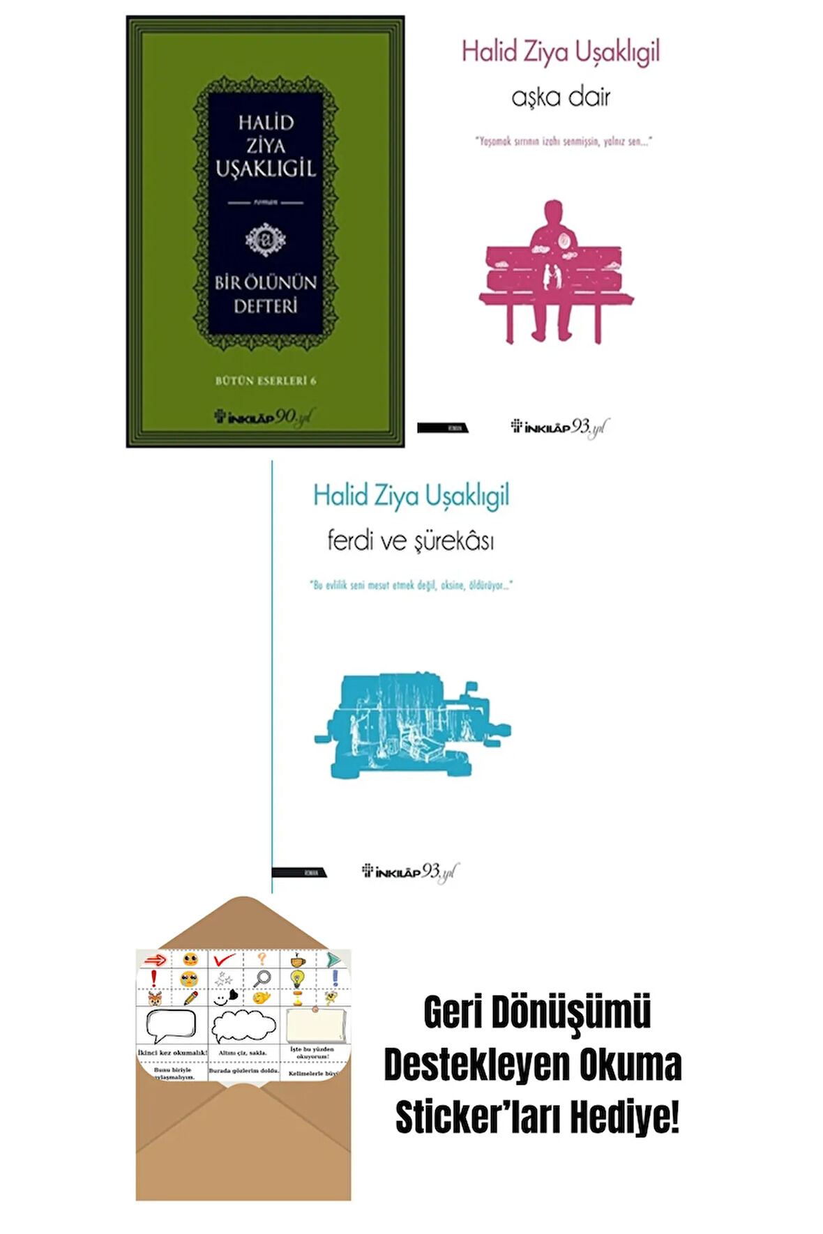 Halid Ziya Uşaklıgil 3 Kitap Seti + Okuma Sticker'ları