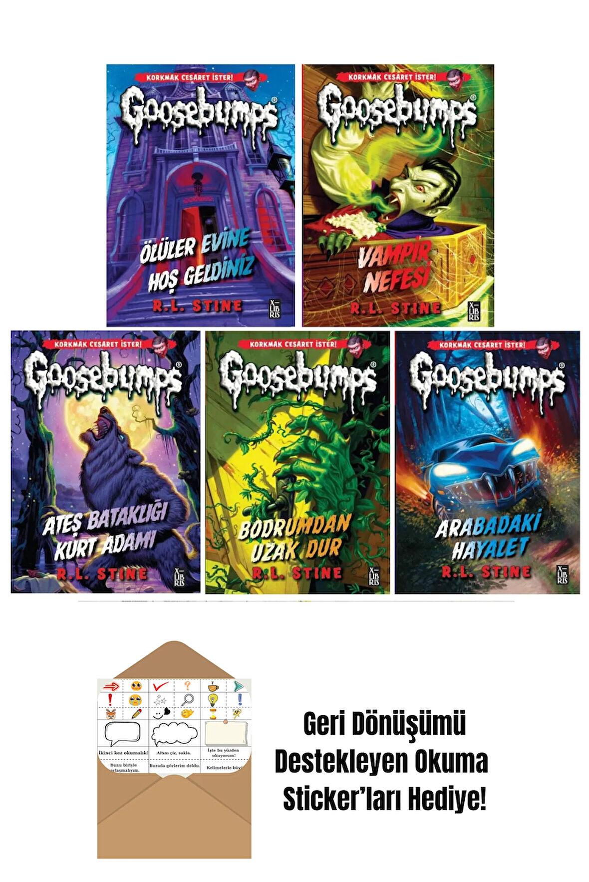 Goosebumps 5 Kitap Set + Okuma Sticker'ları