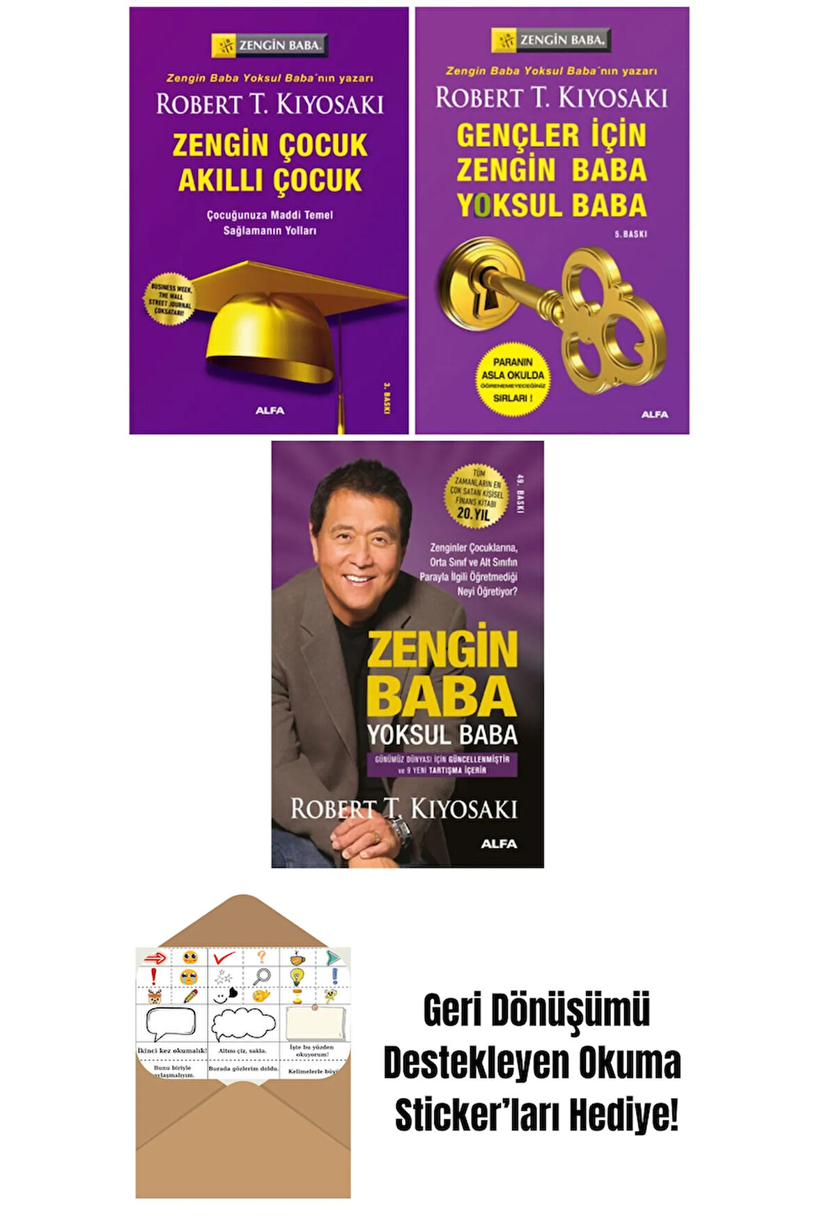 Robert T. Kiyosaki 3 Kitap Set / Zengin Çocuk Akıllı Çocuk + Okuma Sticker'ları