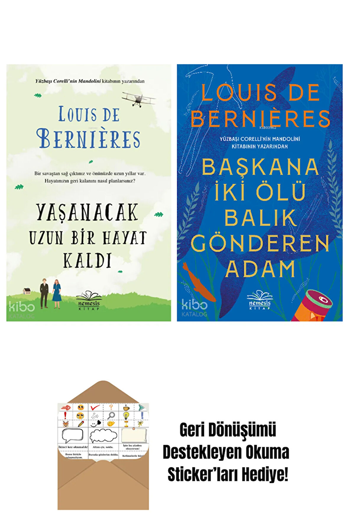Louis de Bernieres 2 Kitap Seti + Okuma Sticker'ları