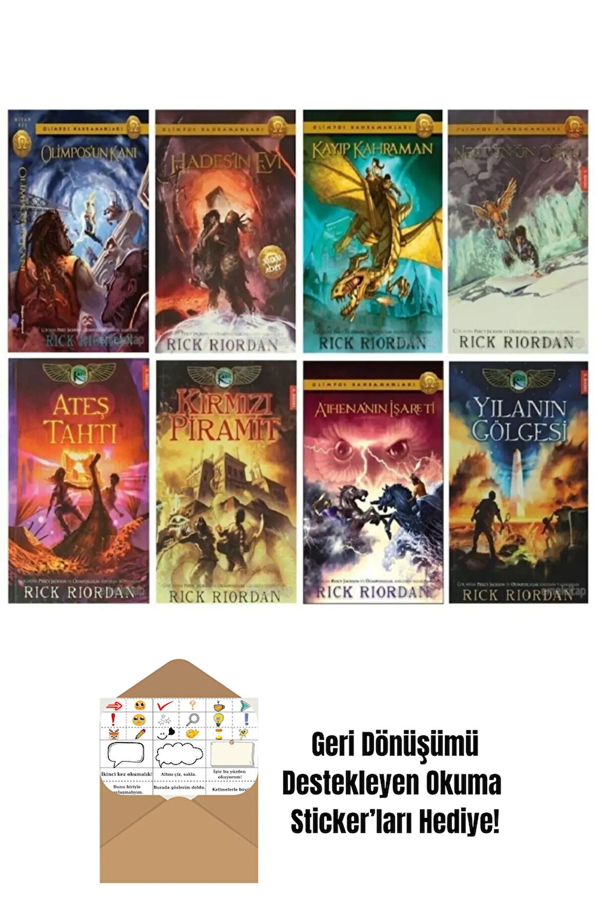 Rick Riordan Olimpos Kahramanları + Kane Günceleri (8 Kitap) + Okuma Sticker'ları