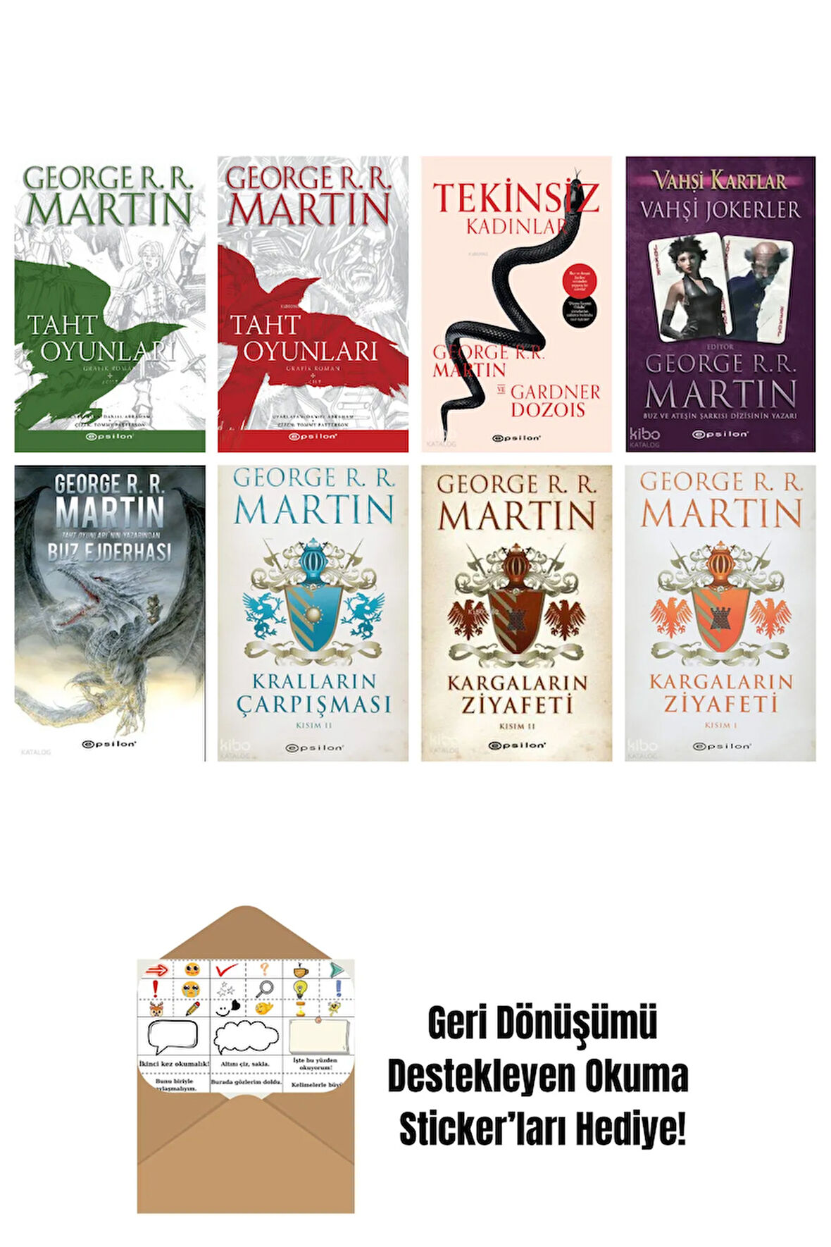 George R. R. Martin 8 Kitap Seti + Okuma Sticker'ları