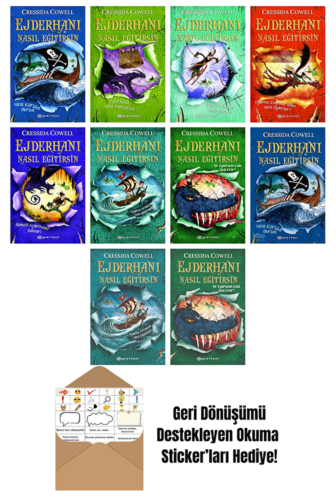 Cressida Cowell 10 Kitap Seti + Okuma Sticker'ları