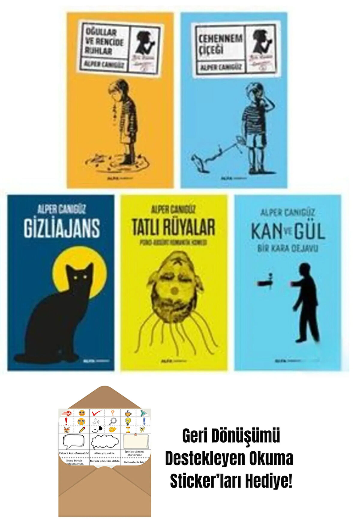 Alper Canıgüz 5 Kitap Set Gizliajans Tatlı Rüyalar Kan Ve Gül + Okuma Sticker'ları