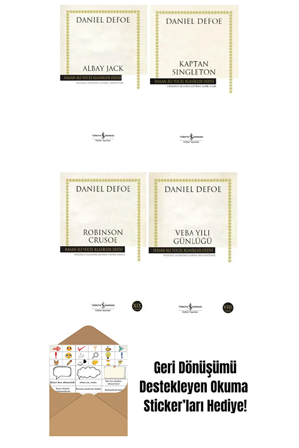 Daniel Defoe 4 Kitap Set + Okuma Sticker'ları