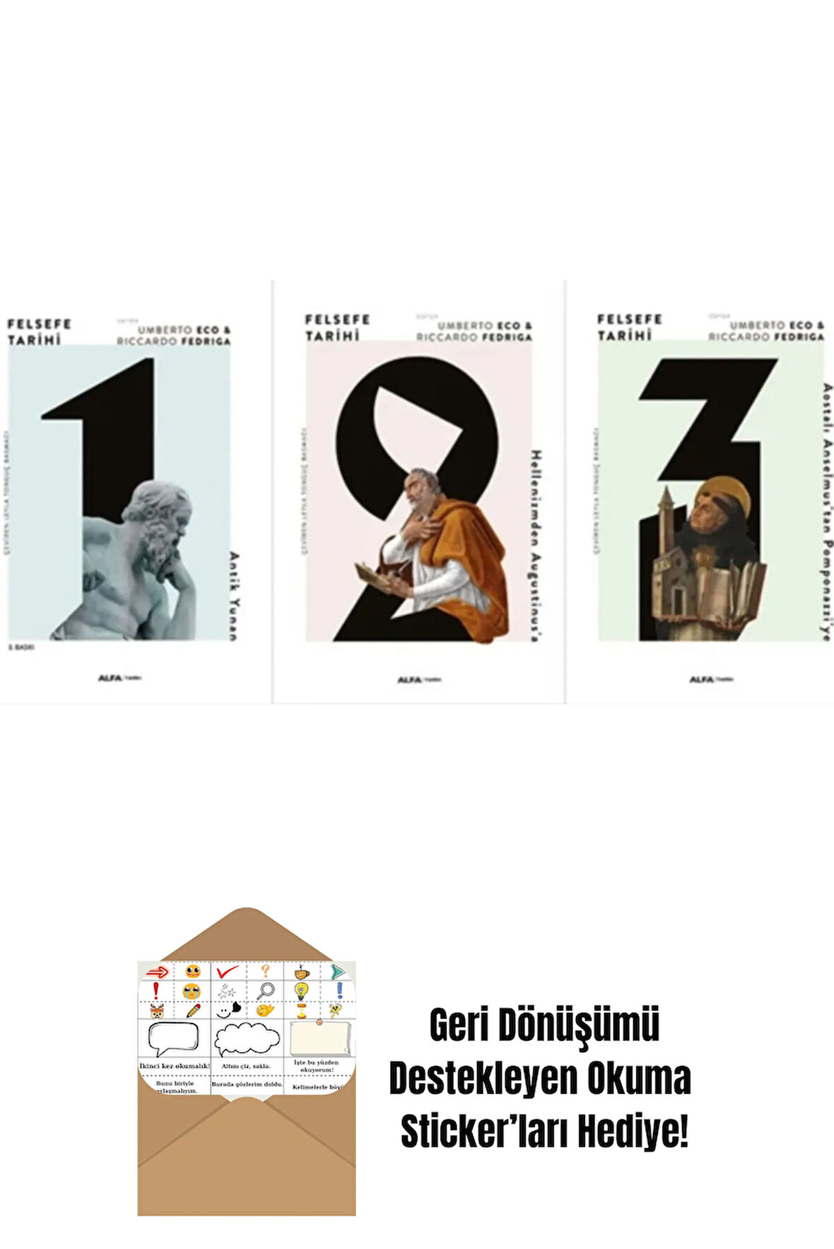 Felsefe Tarihi 3 Kitap Set / Umberto Eco + Okuma Sticker'ları