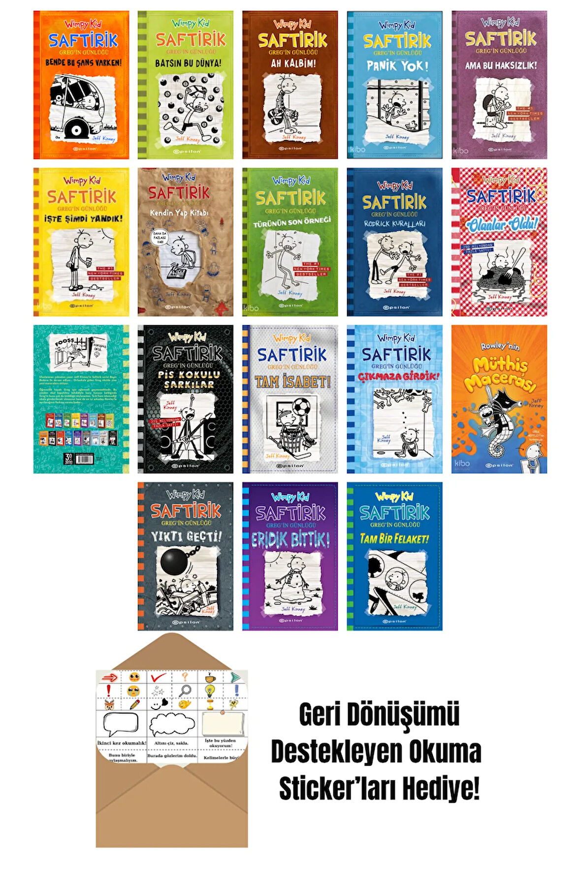 Jeff Kinney 18 Kitap Seti + Okuma Sticker'ları