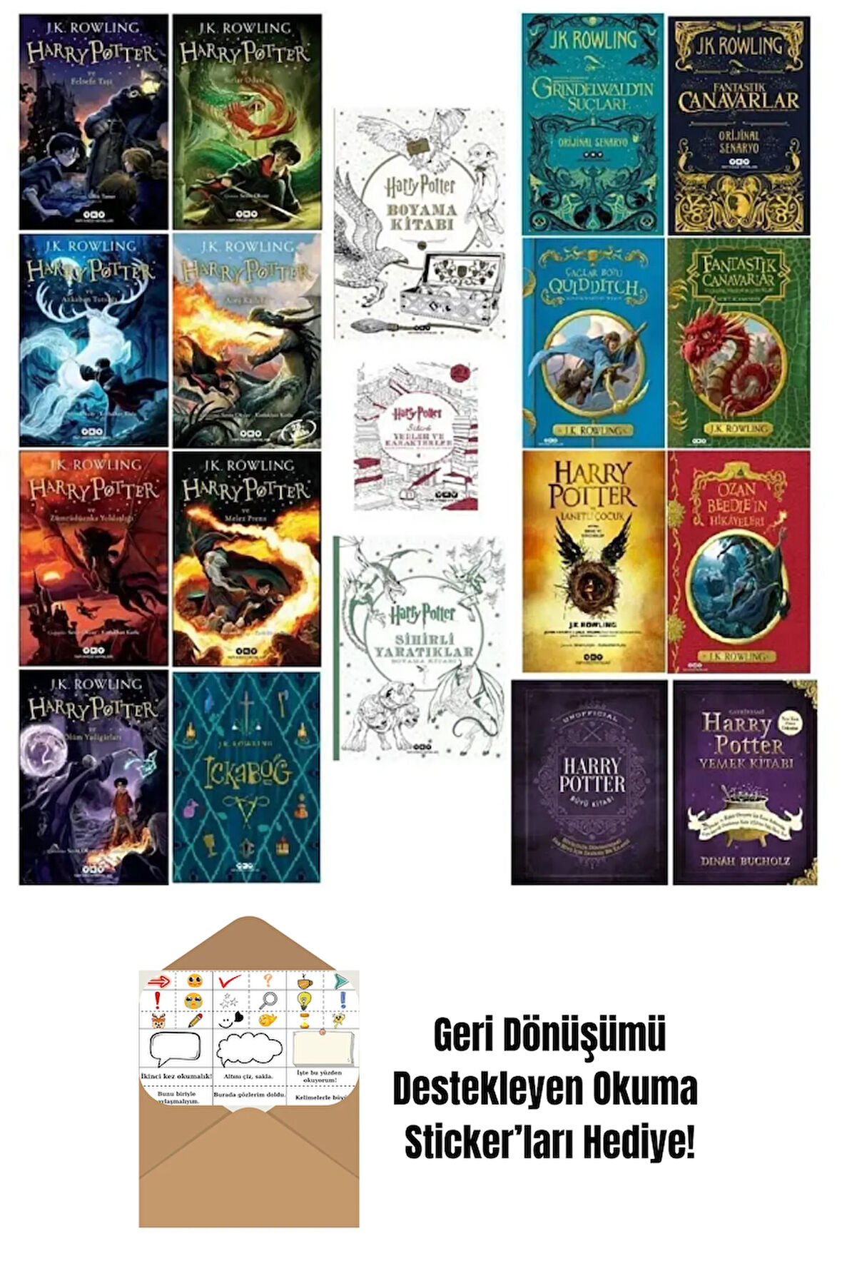 Harry Potter Serisi 19 Kitap Full Set + Okuma Sticker'ları