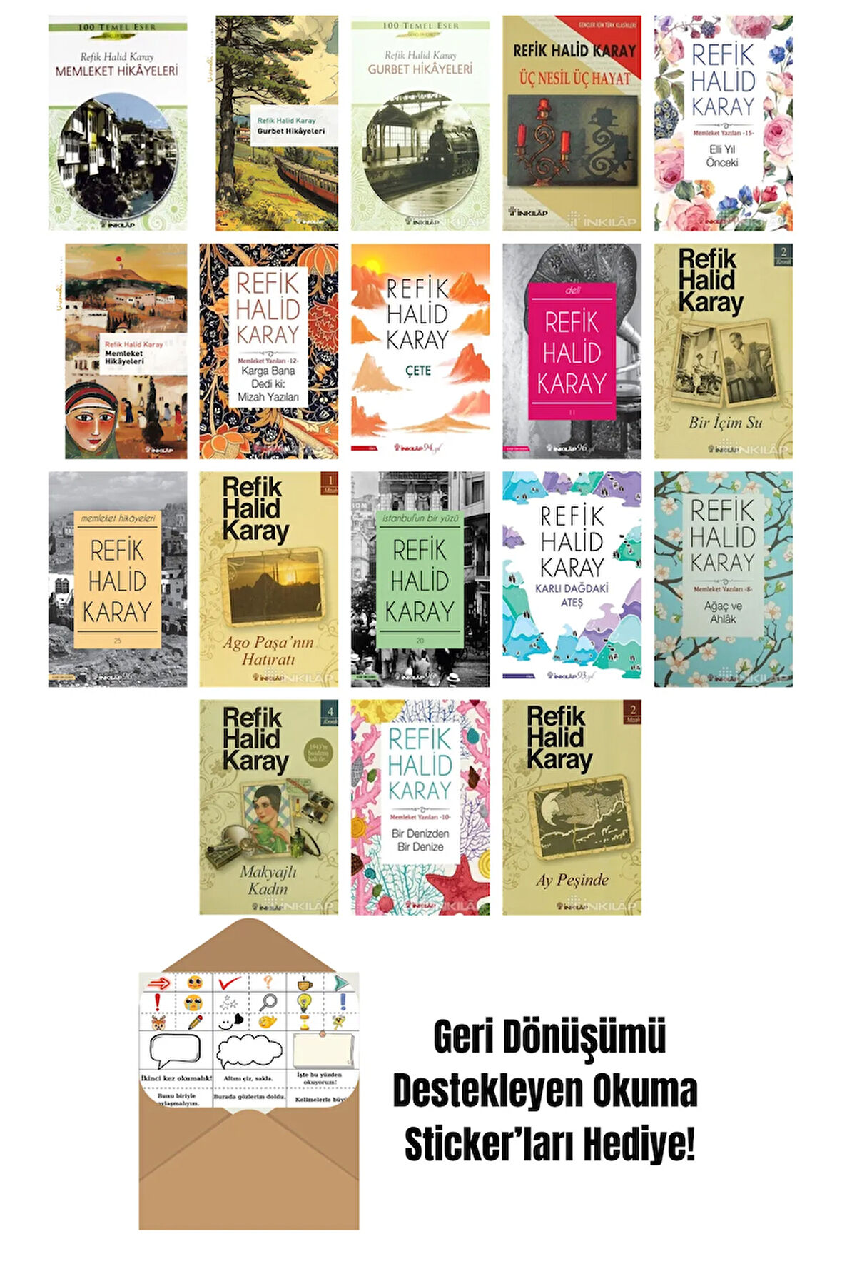Refik Halid Karay 18 Kitap Seti + Okuma Sticker'ları