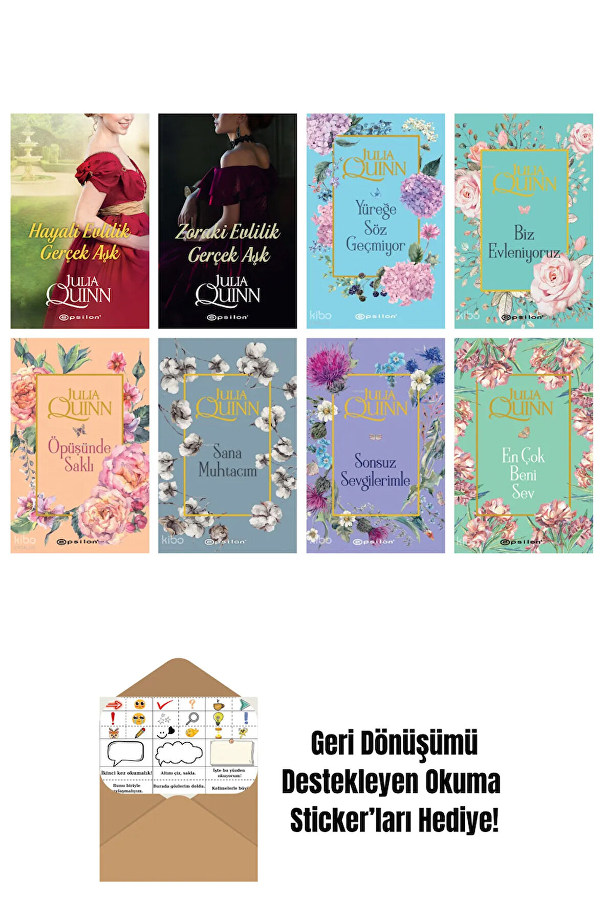 Julia Quinn 8 Kitap Seti + Okuma Sticker'ları