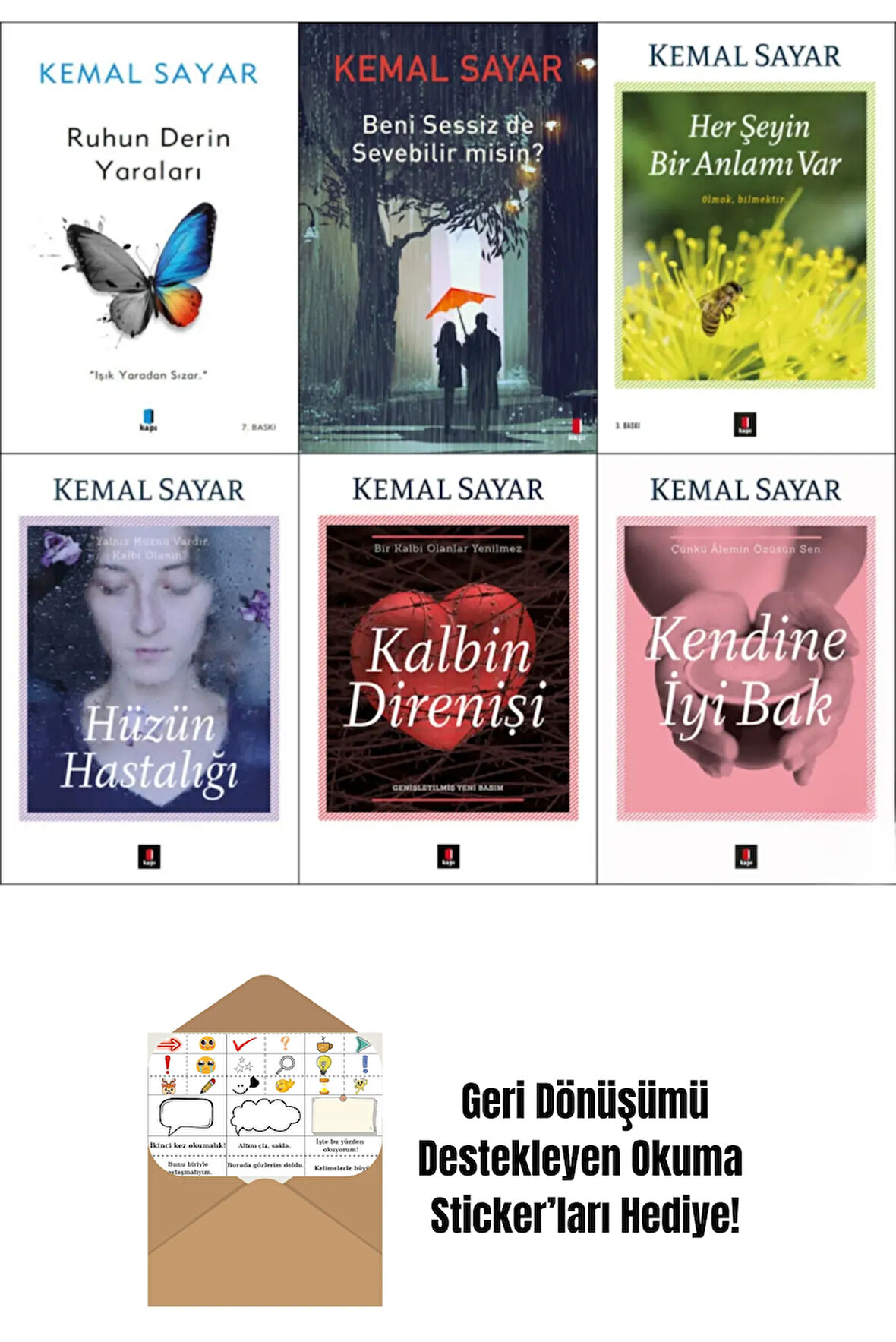 Kemal Sayar 6 Kitap Set Kendine İyi Bak Kalbin Direnişi + Okuma Sticker'ları