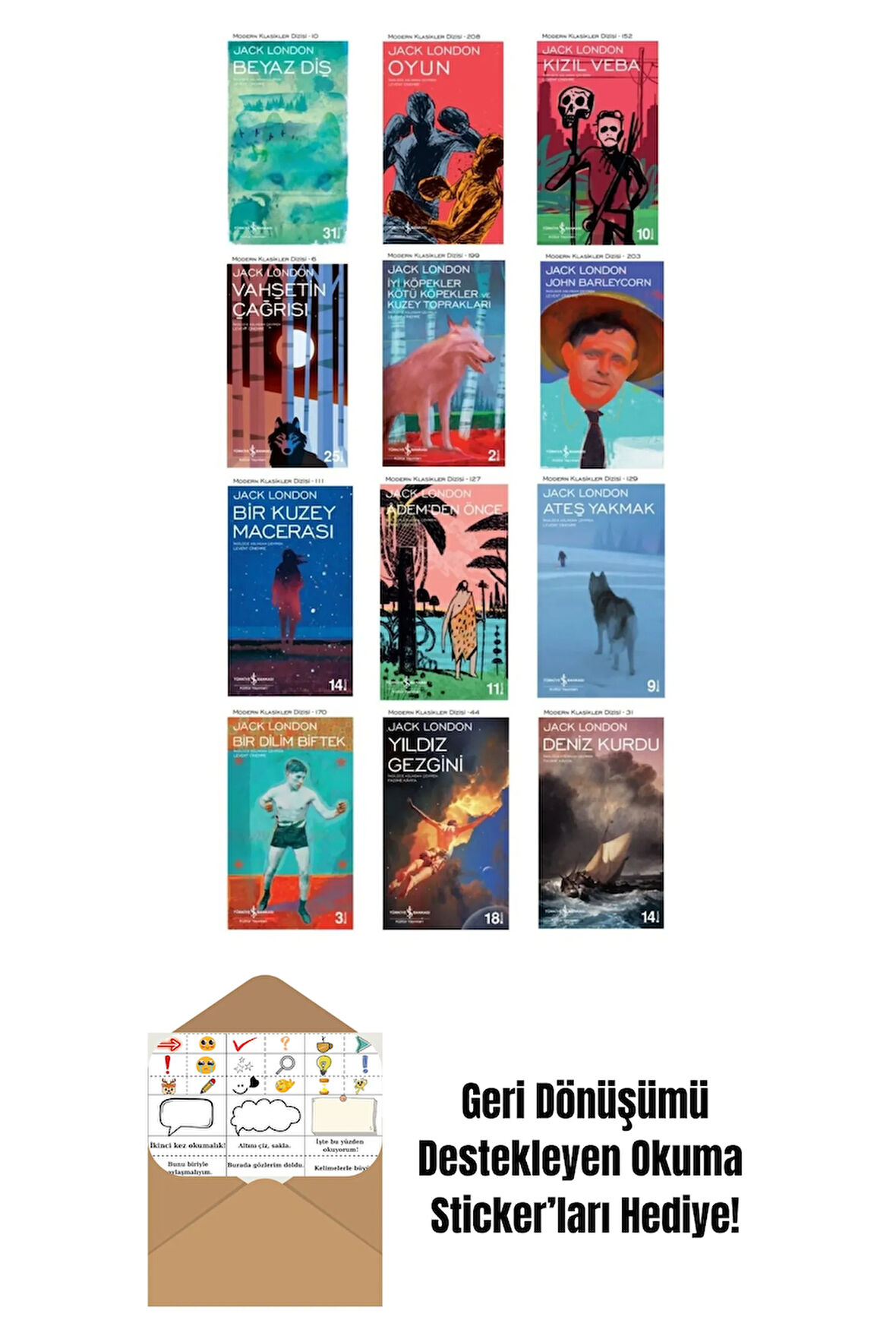 Jack London Kitapları 12 Kitap Set + Okuma Sticker'ları