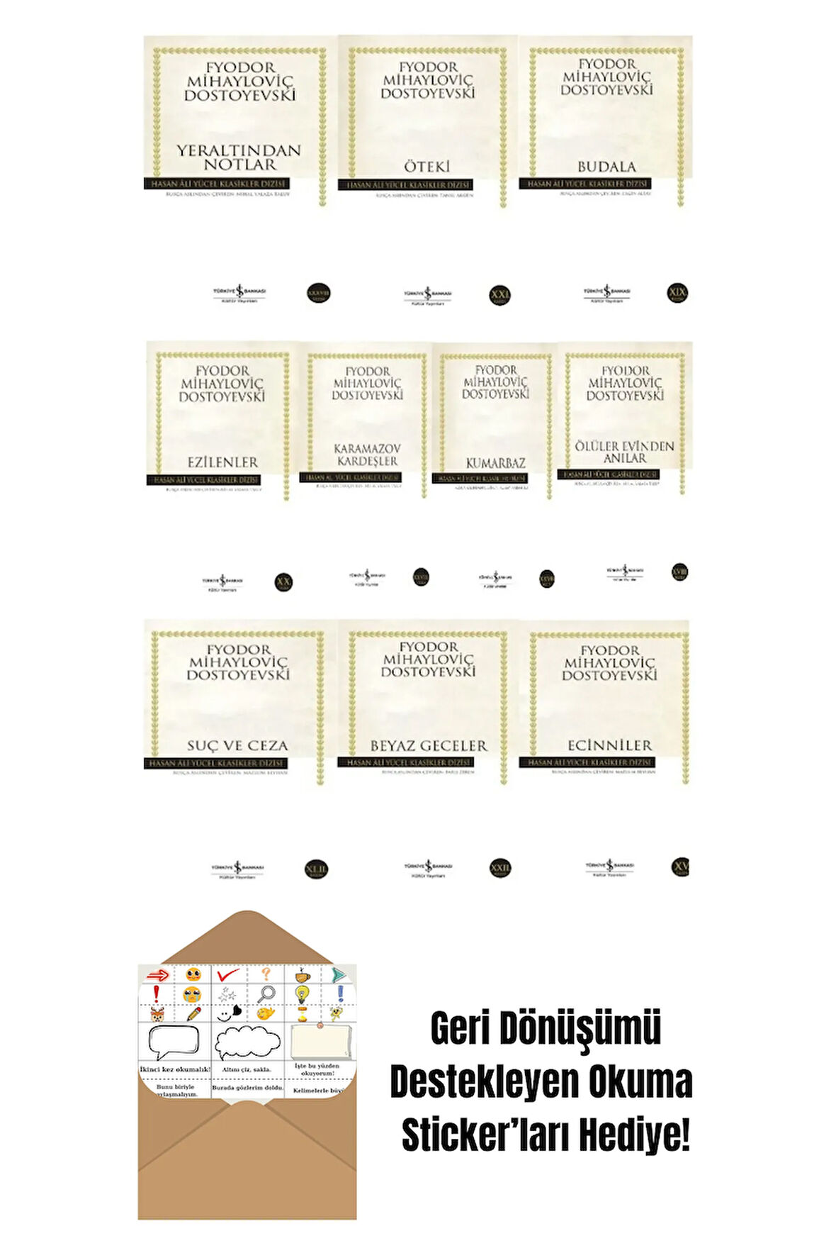 Fyodor Mihayloviç Dostoyevski 10 Kitap Set + Okuma Sticker'ları
