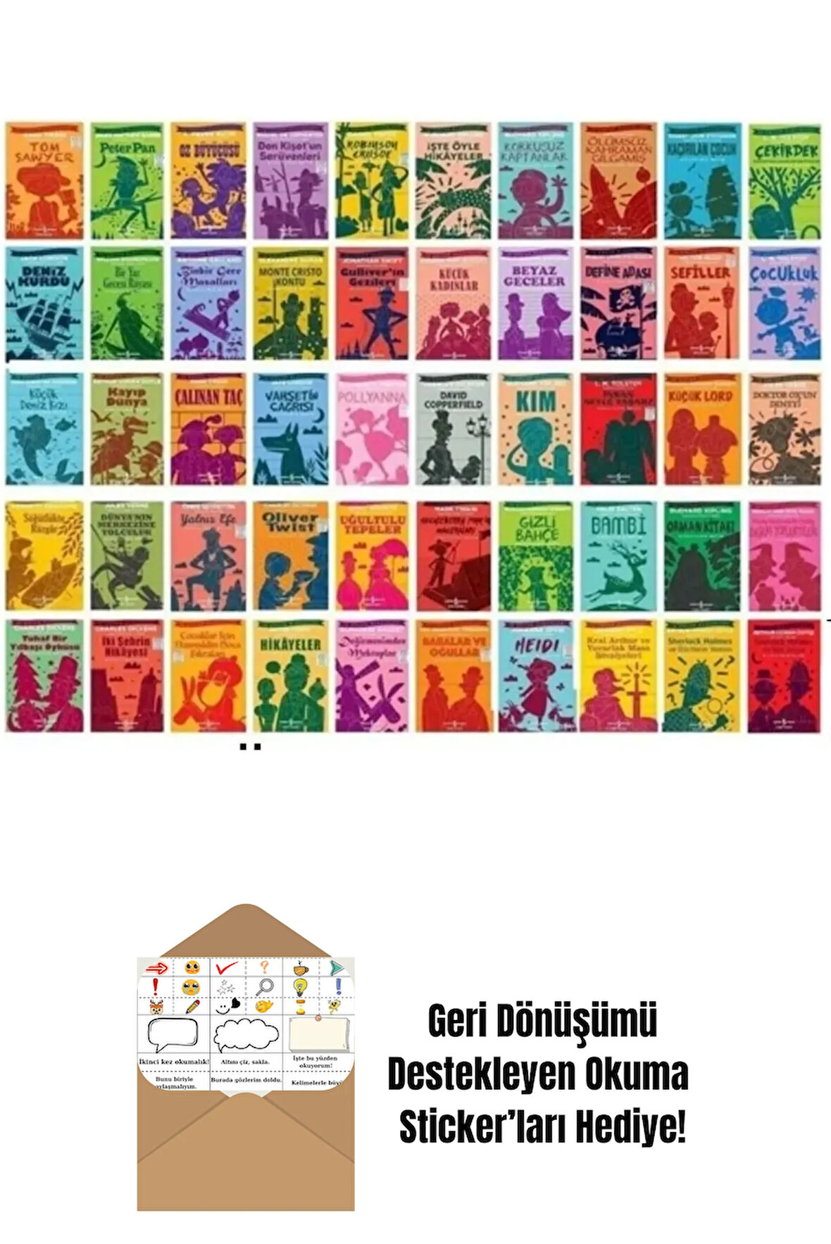 İlköğretim İçin 50 Kitaplık Dünya Çocuk Klasikleri Seti + Okuma Sticker'ları
