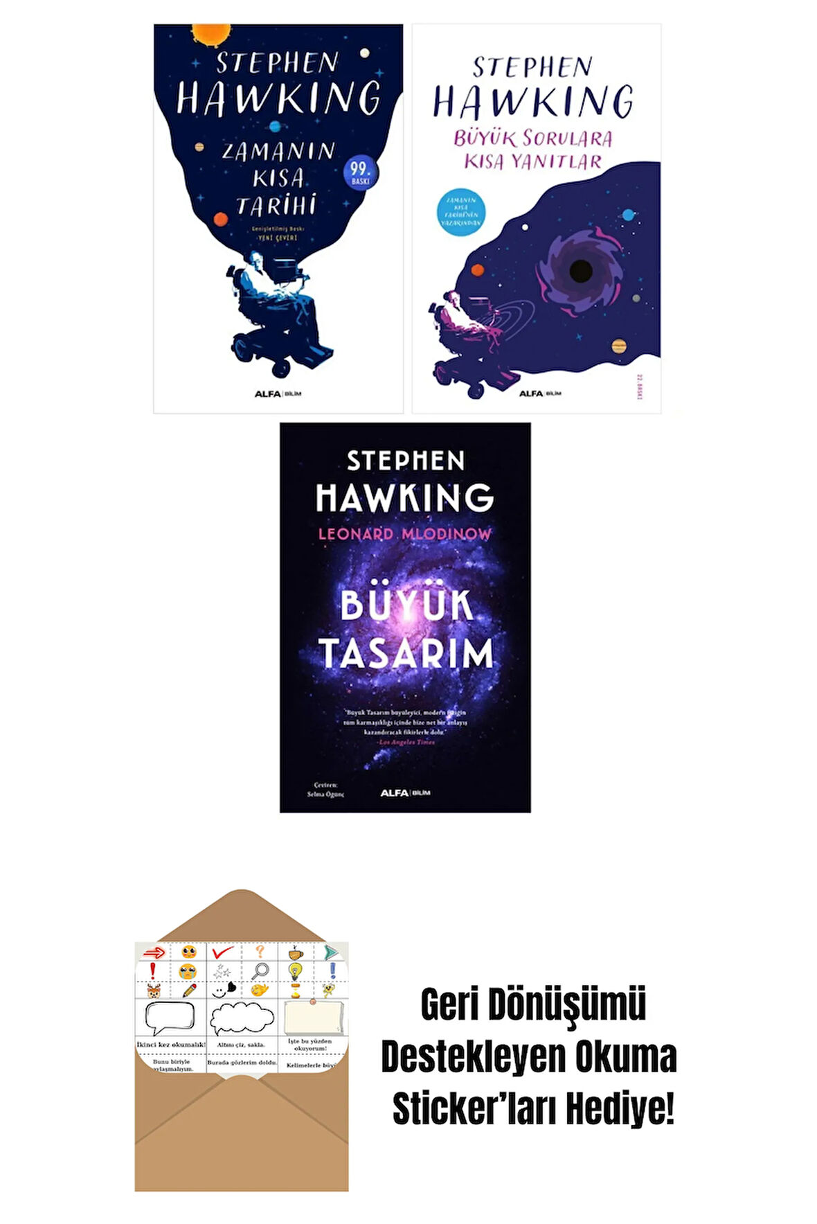 Stephen Hawking 3 Kitap Set / Zamanın Kısa Tarihi + Okuma Sticker'ları
