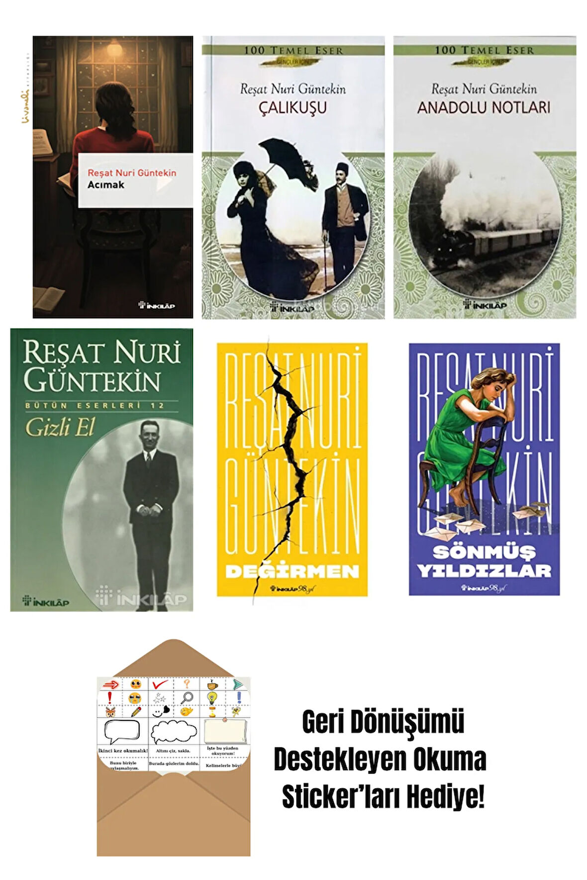 Reşat Nuri Güntekin 6 Kitap Seti + Okuma Sticker'ları