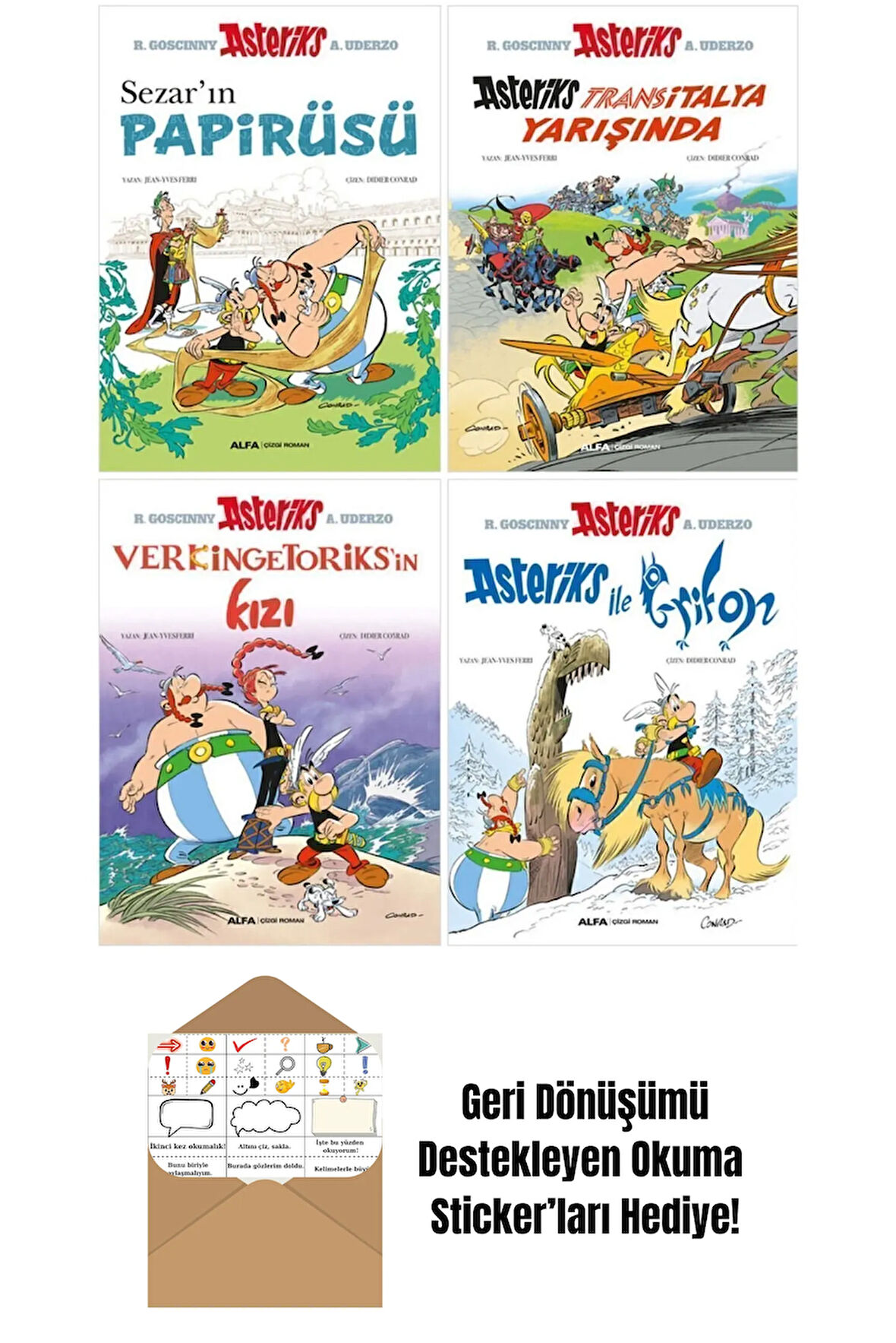 Asteriks 4'lü Çizgi Roman Seti + Okuma Sticker'ları