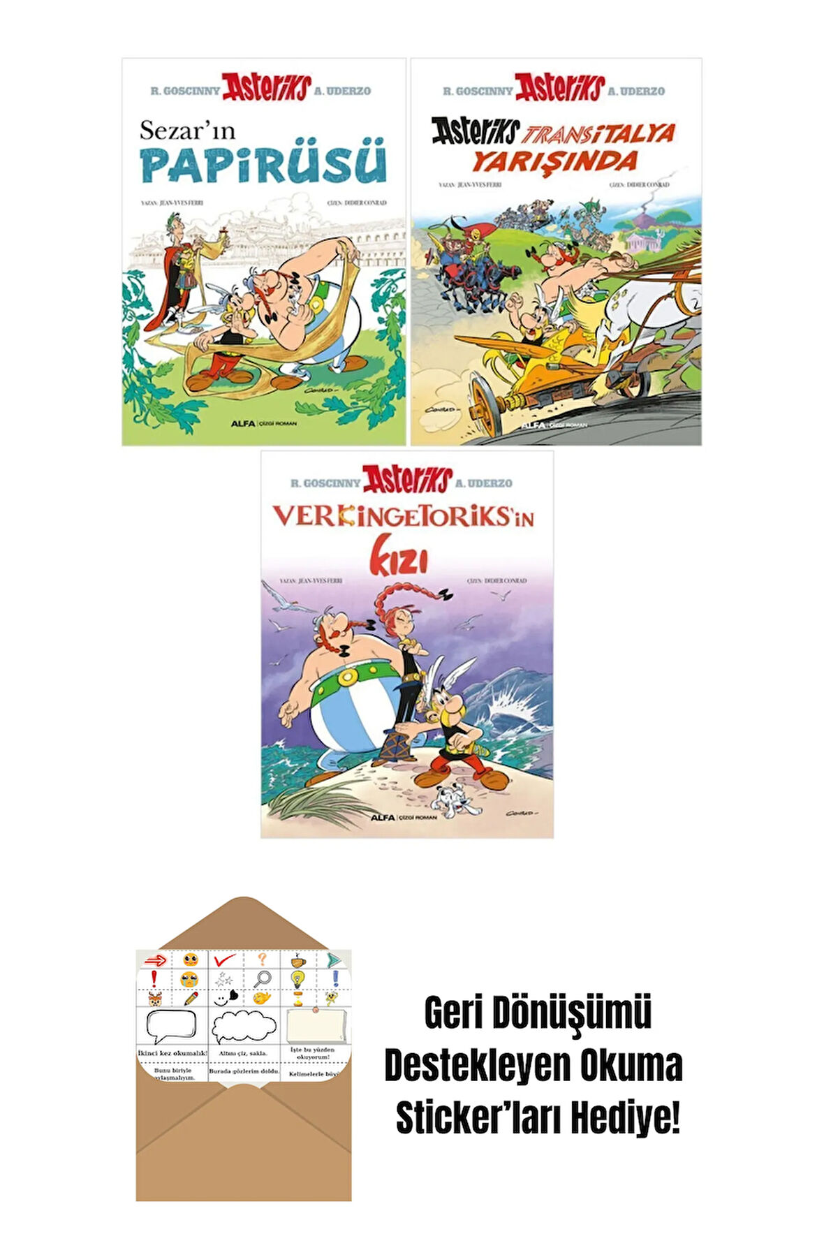 Asteriks 3'lü Çizgi Roman Seti + Okuma Sticker'ları