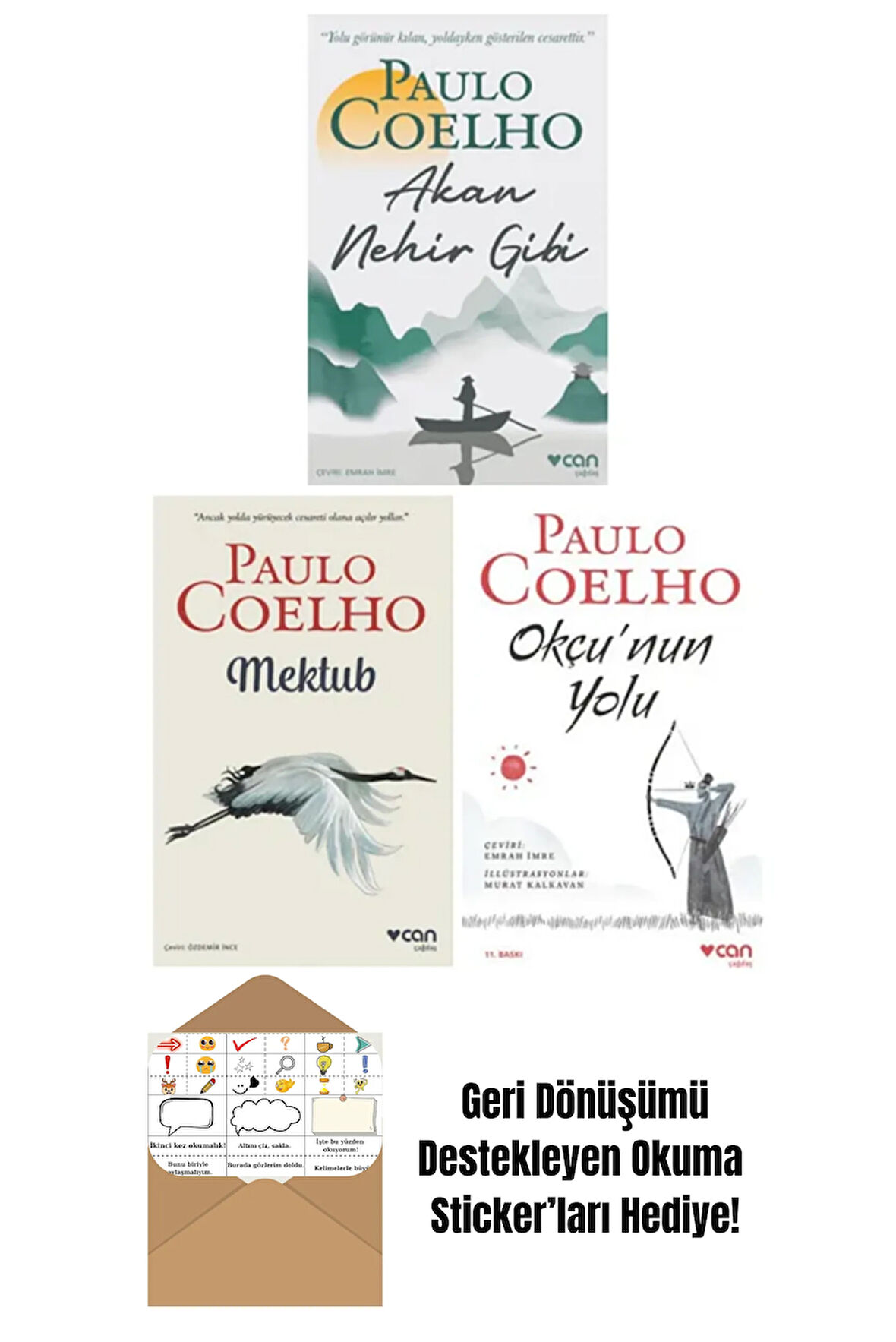 Akan Nehir Gibi + Mektub + Okçunun Yolu 3 Kitap Set + Okuma Sticker'ları