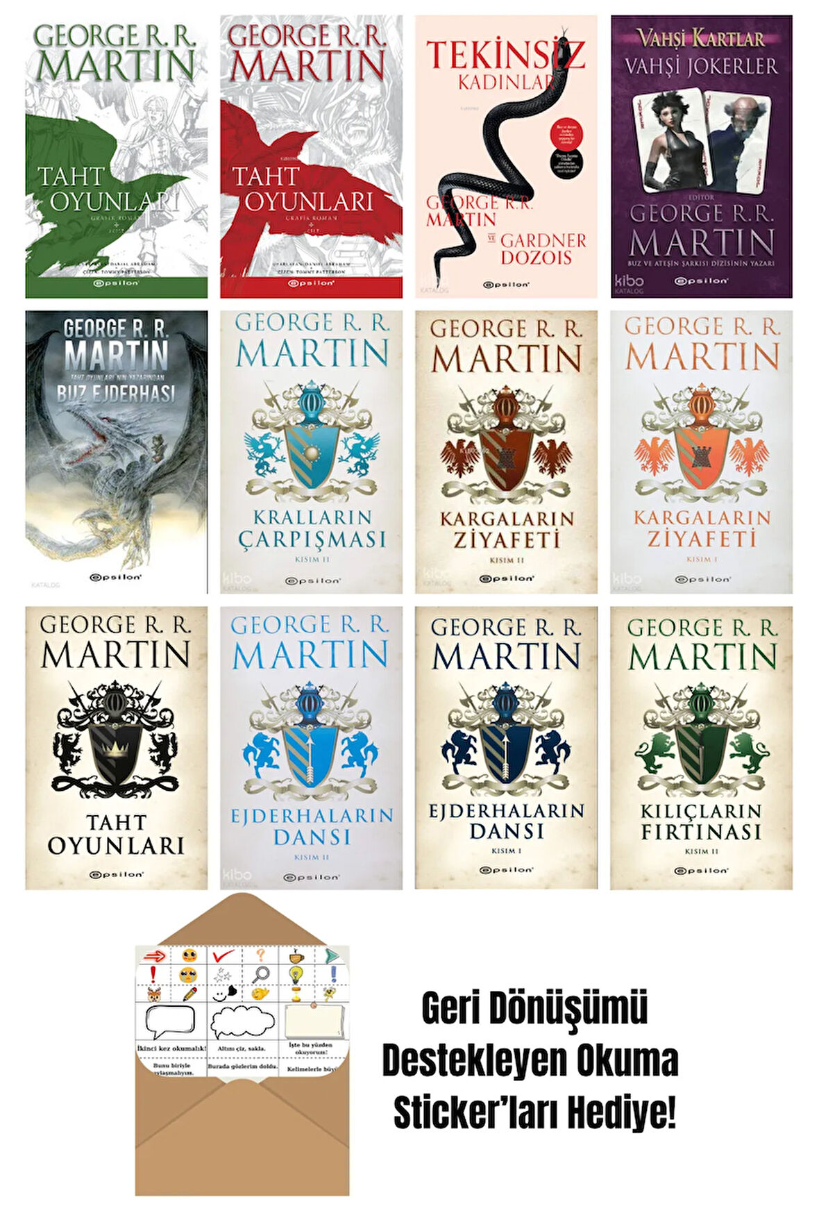 George R. R. Martin 12 Kitap Seti + Okuma Sticker'ları