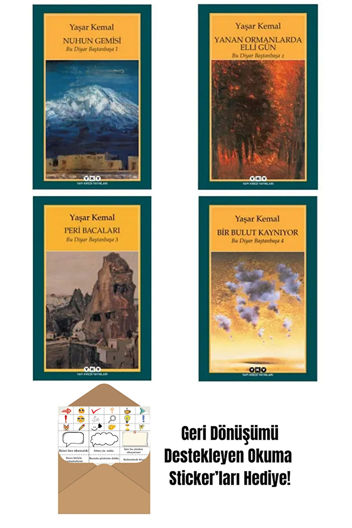 İnce Memed 4 Kitap Set + Okuma Sticker'ları