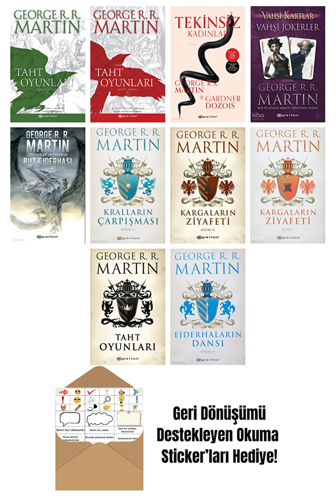 George R. R. Martin 10 Kitap Seti + Okuma Sticker'ları