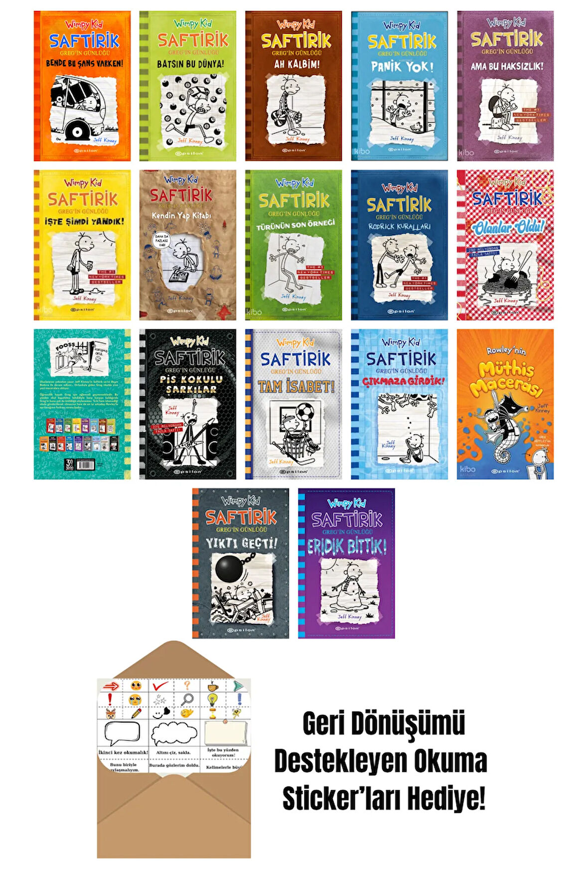 Jeff Kinney 17 Kitap Seti + Okuma Sticker'ları