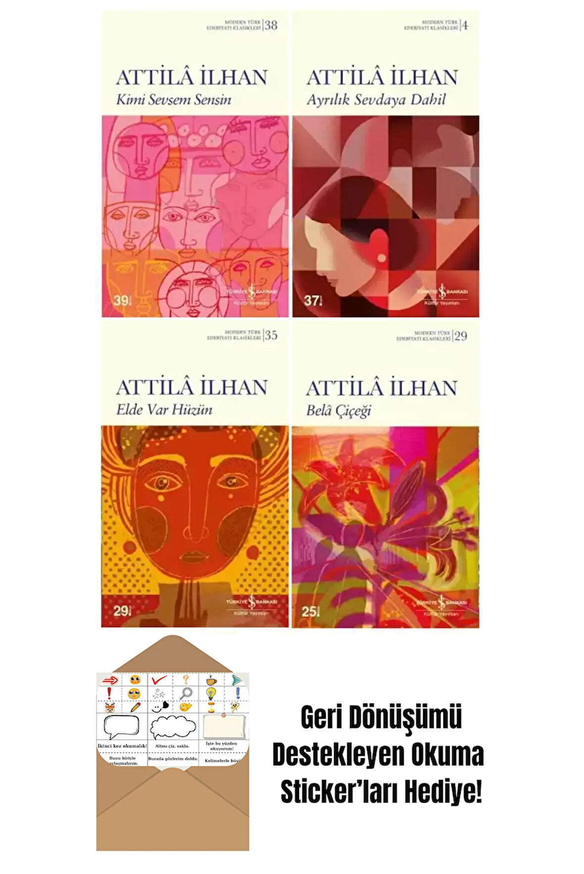 Attila İlhan 4'lü Şiir Kitapları + Okuma Sticker'ları