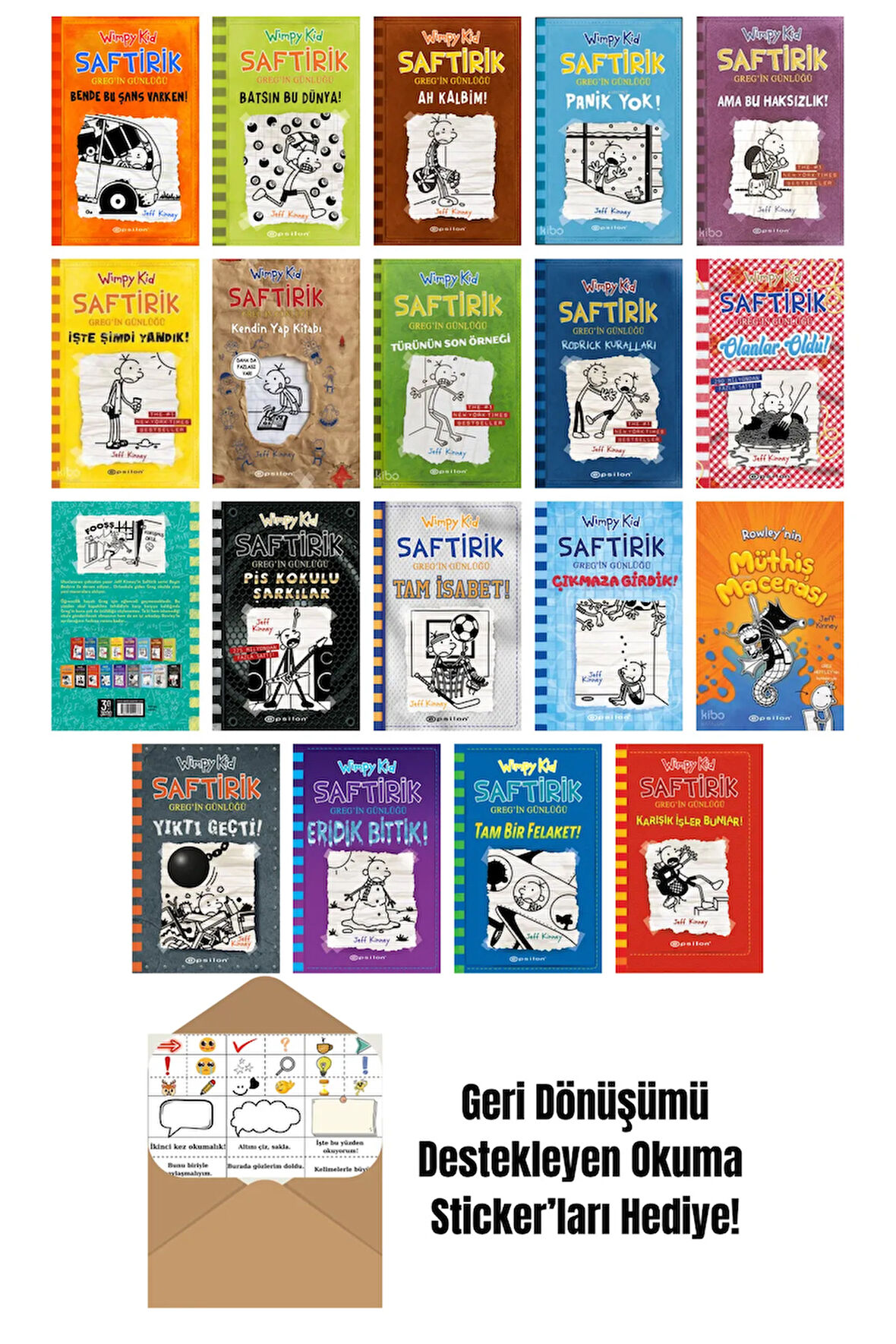 Jeff Kinney 19 Kitap Seti + Okuma Sticker'ları