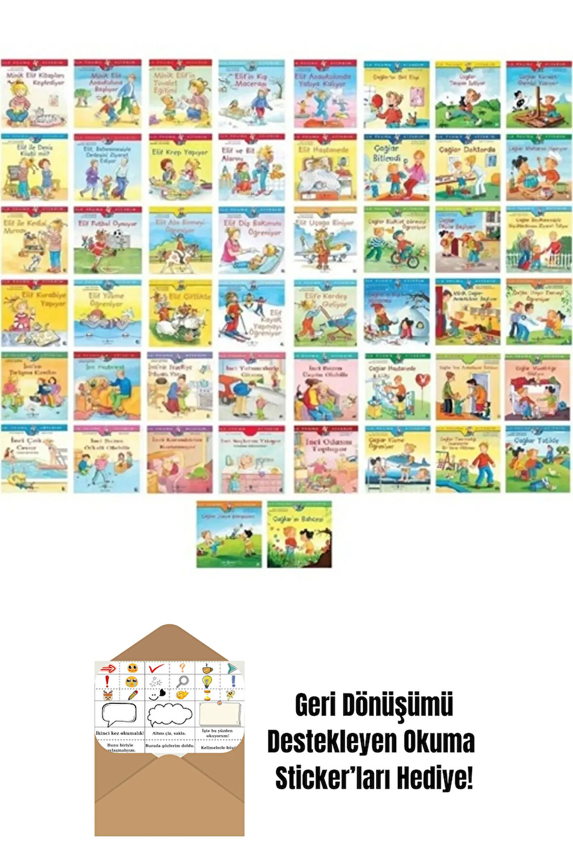 Çağlar Elif İnci Seti 50 Kitap Set + Okuma Sticker'ları