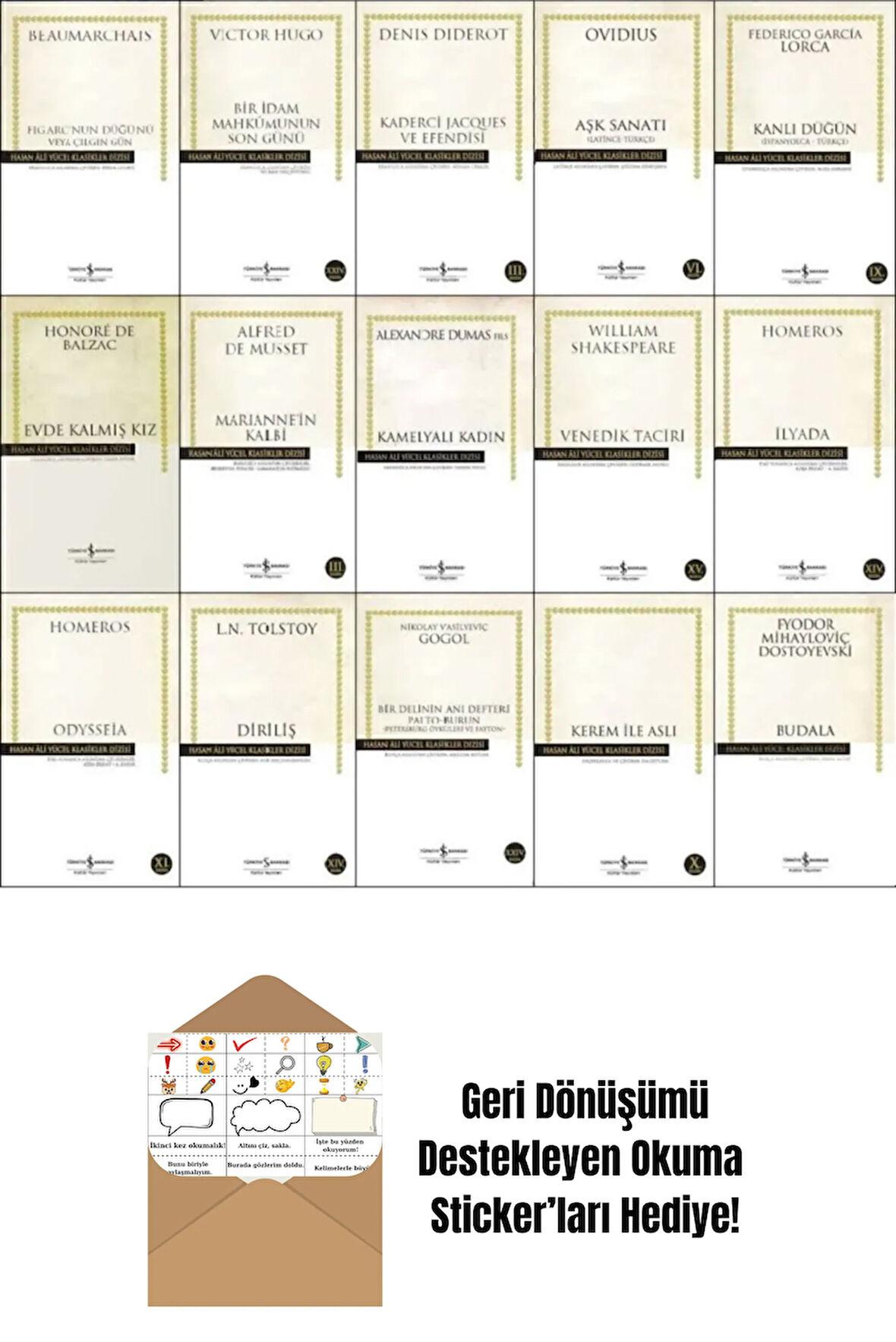 Hasan Ali Yücel Klasikler Dizisi 15 Kitap Set + Okuma Sticker'ları
