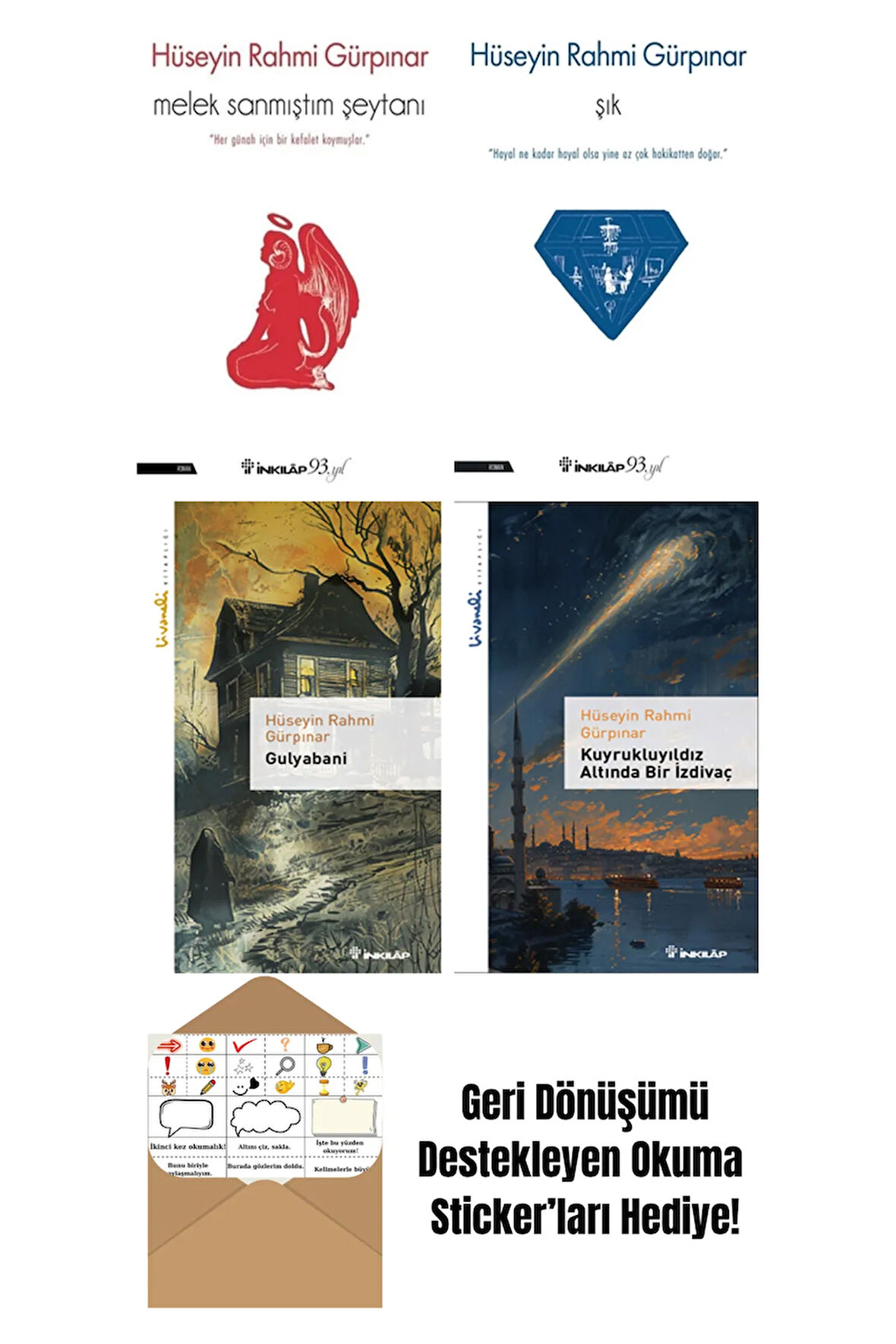 Hüseyin Rahmi Gürpınar 4 Kitap Seti + Okuma Sticker'ları