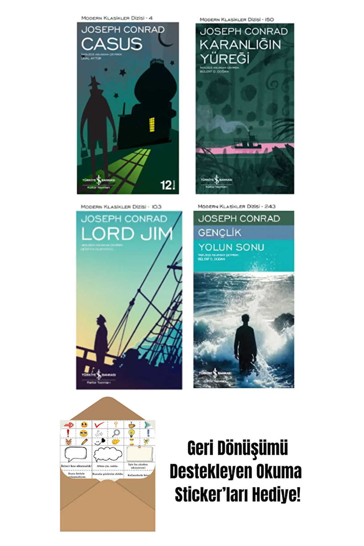 Joseph Conrad 4 Kitap Set + Okuma Sticker'ları